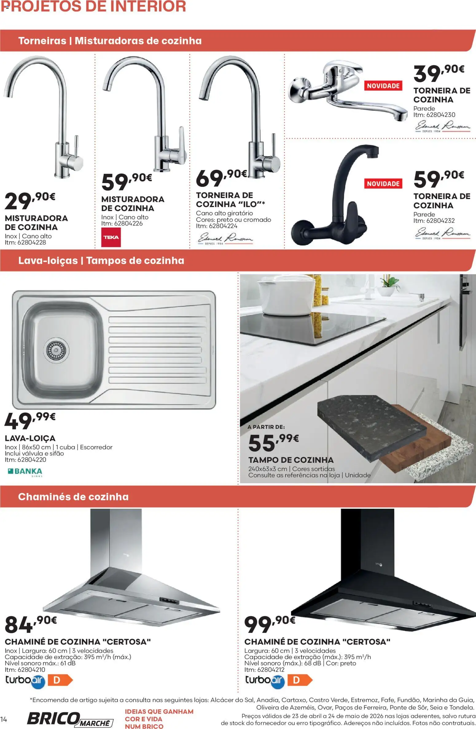 BricoMarché F06 - Folheto Catálogo Projetos de Interior │ válido de 23.04.2026 | Página: 14 | Produtos: Escorredor, Torneira