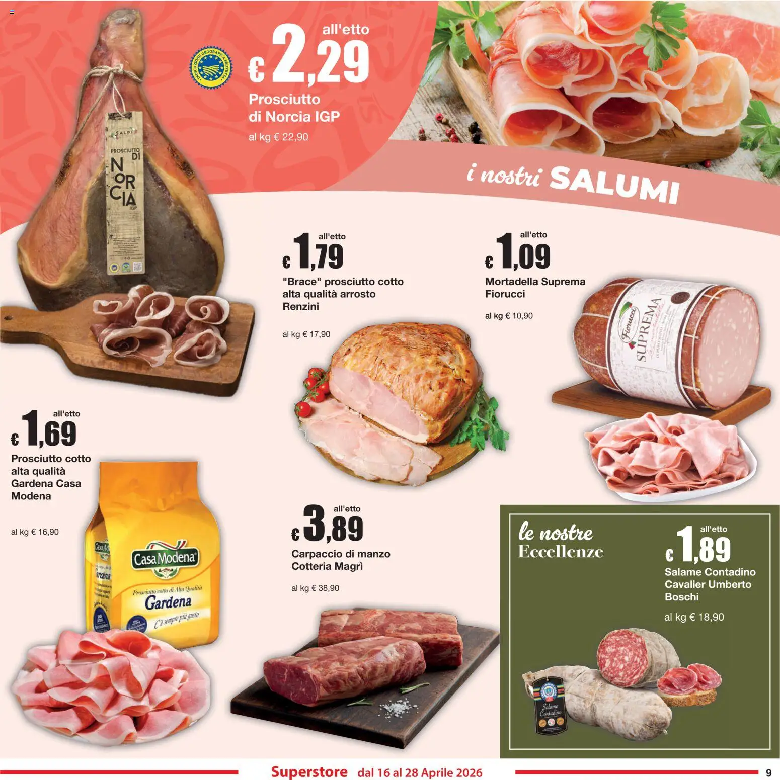 Volantino Sì con Te del 16.04.2026 | Pagina: 9 | Prodotti: Arrosto, Salame, Prosciutto, Mortadella