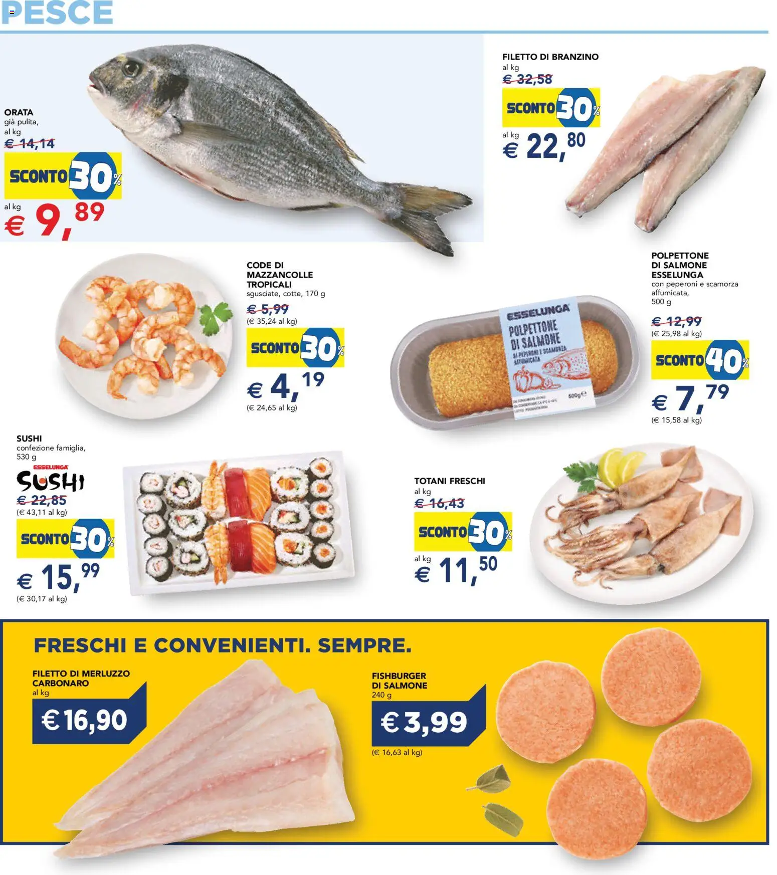 Volantino Esselunga S del 02.01.2026 | Pagina: 12 | Prodotti: Salmone, Mazzancolle, Branzino, Orata