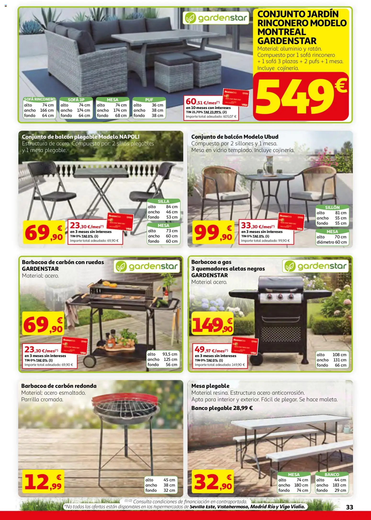 Alcampo HG Nacional │ válido desde el 12.03.2026 | Página: 33 | Productos: Barbacoa, Sofá, Sillón, Silla