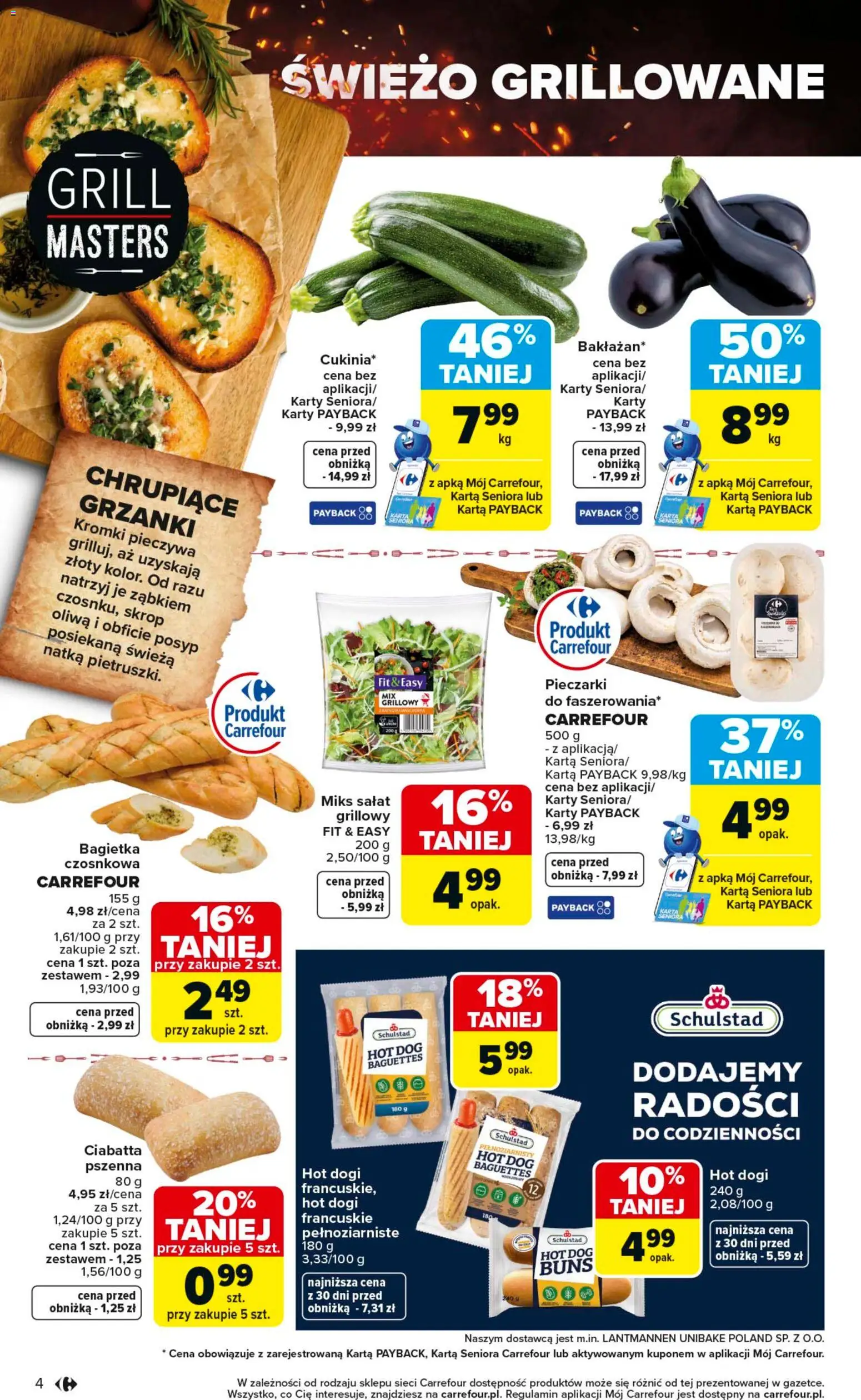 Carrefour gazetka - Misja:Grill Cię wzywa od 23.04.2026 | Strona: 4 | Produkty: Karta, Pieczarki, Bagietka, Ciabatta