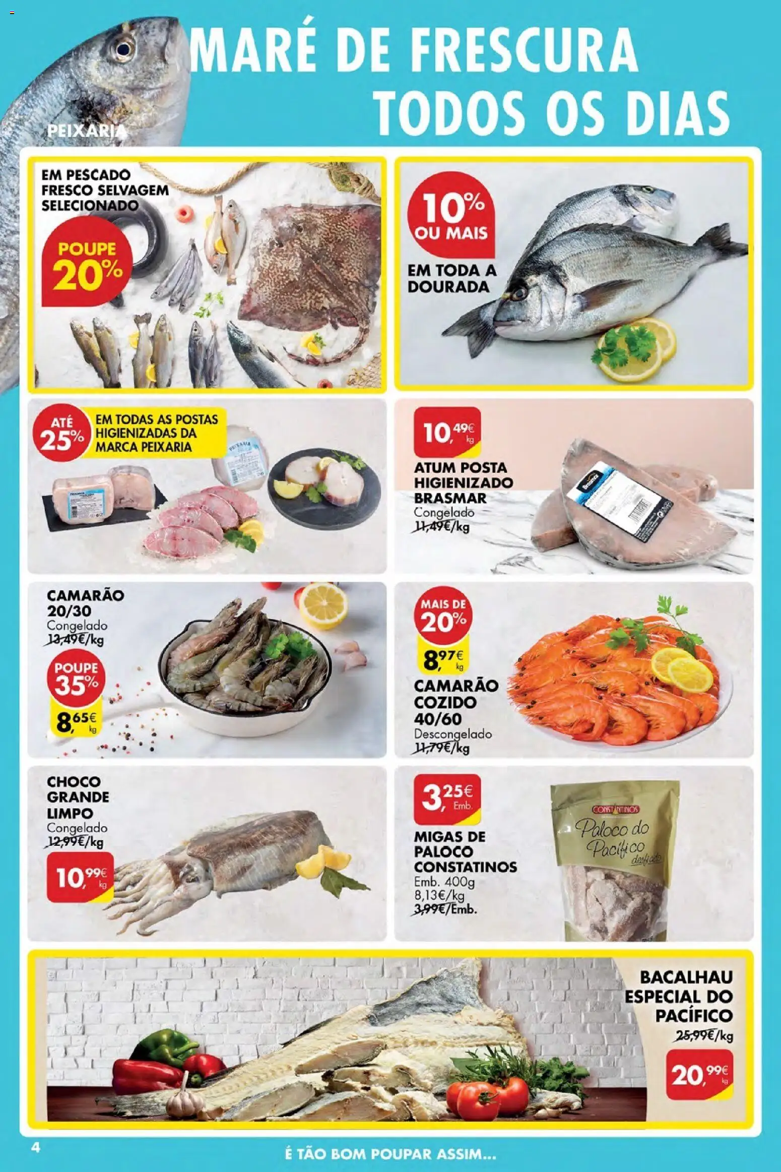Pingo Doce Poupe Esta Semana Açores │ válido de 26.02.2026 | Página: 4 | Produtos: Dourada, Atum, Bacalhau, Camarão