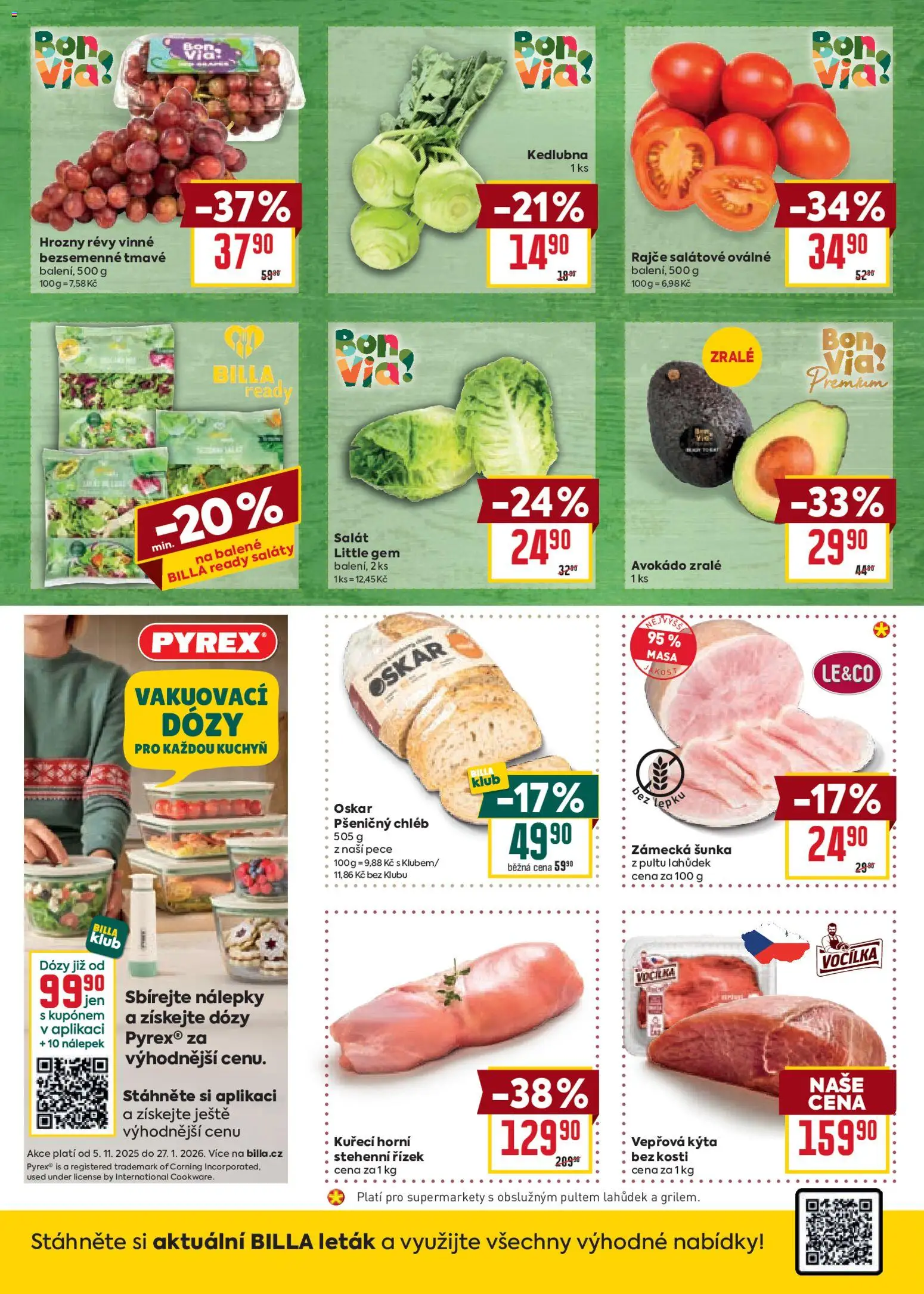 Billa Malý leták od 05.11.2025 | Strana: 2 | Produkty: Saláty, Chléb, Nálepky, Kýta