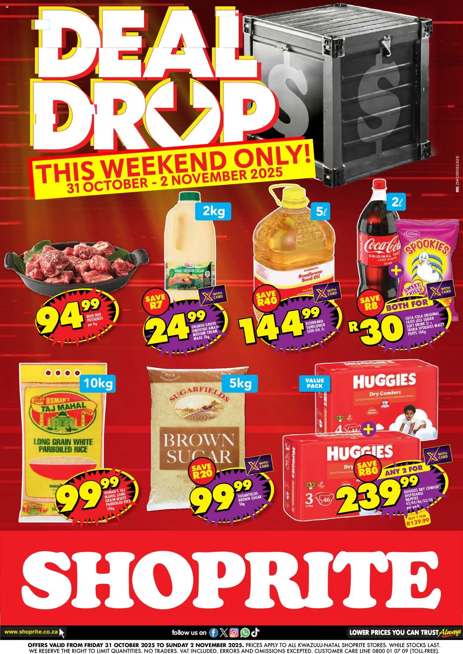 New Shoprite catalogue – valid from 31.10.2025 | Page: 1 | Products: Oil, Rice, Cream, Nappies