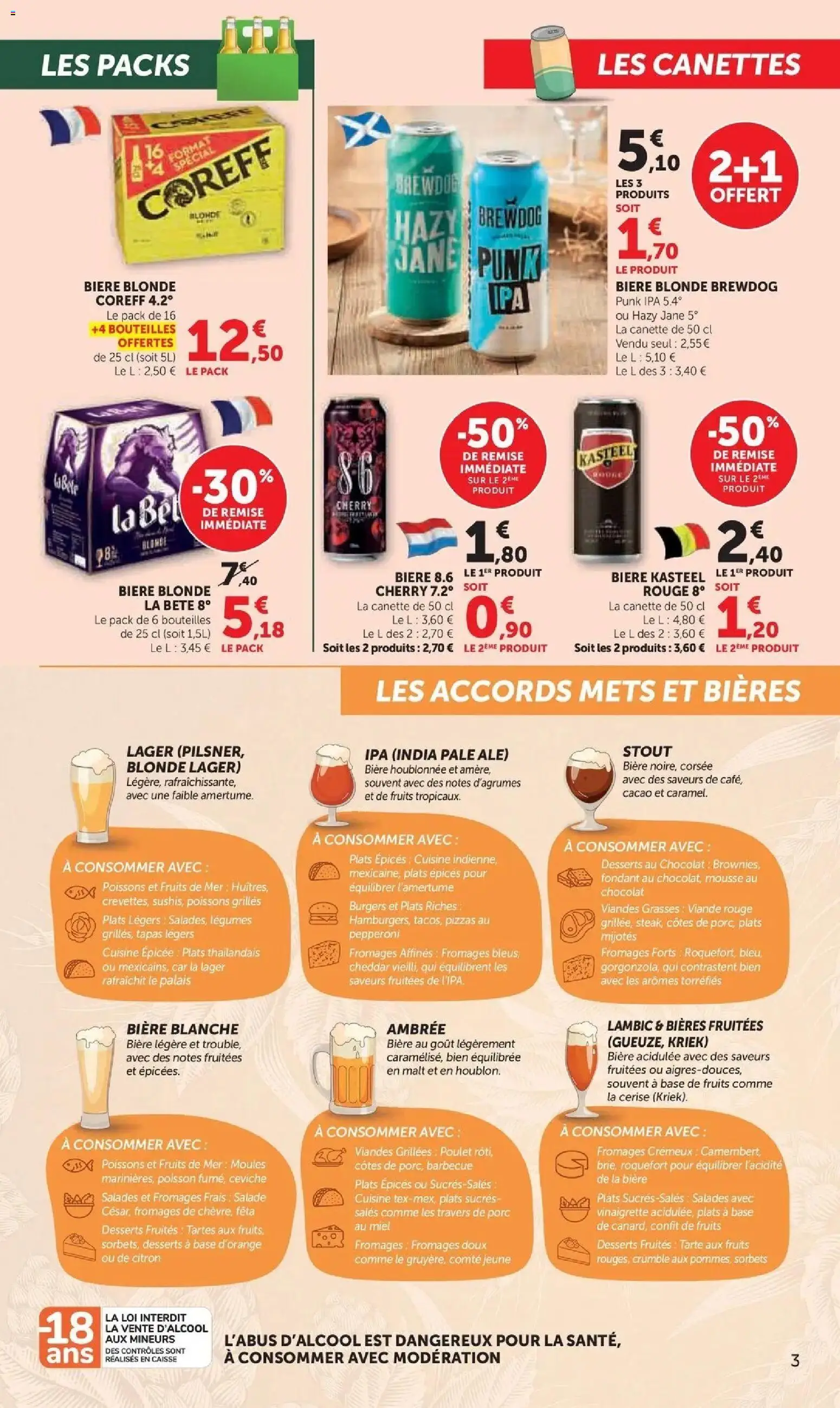 {H1} | Page: 3 | Produits: Bière blonde, Travers de porc, Chocolat, Viande