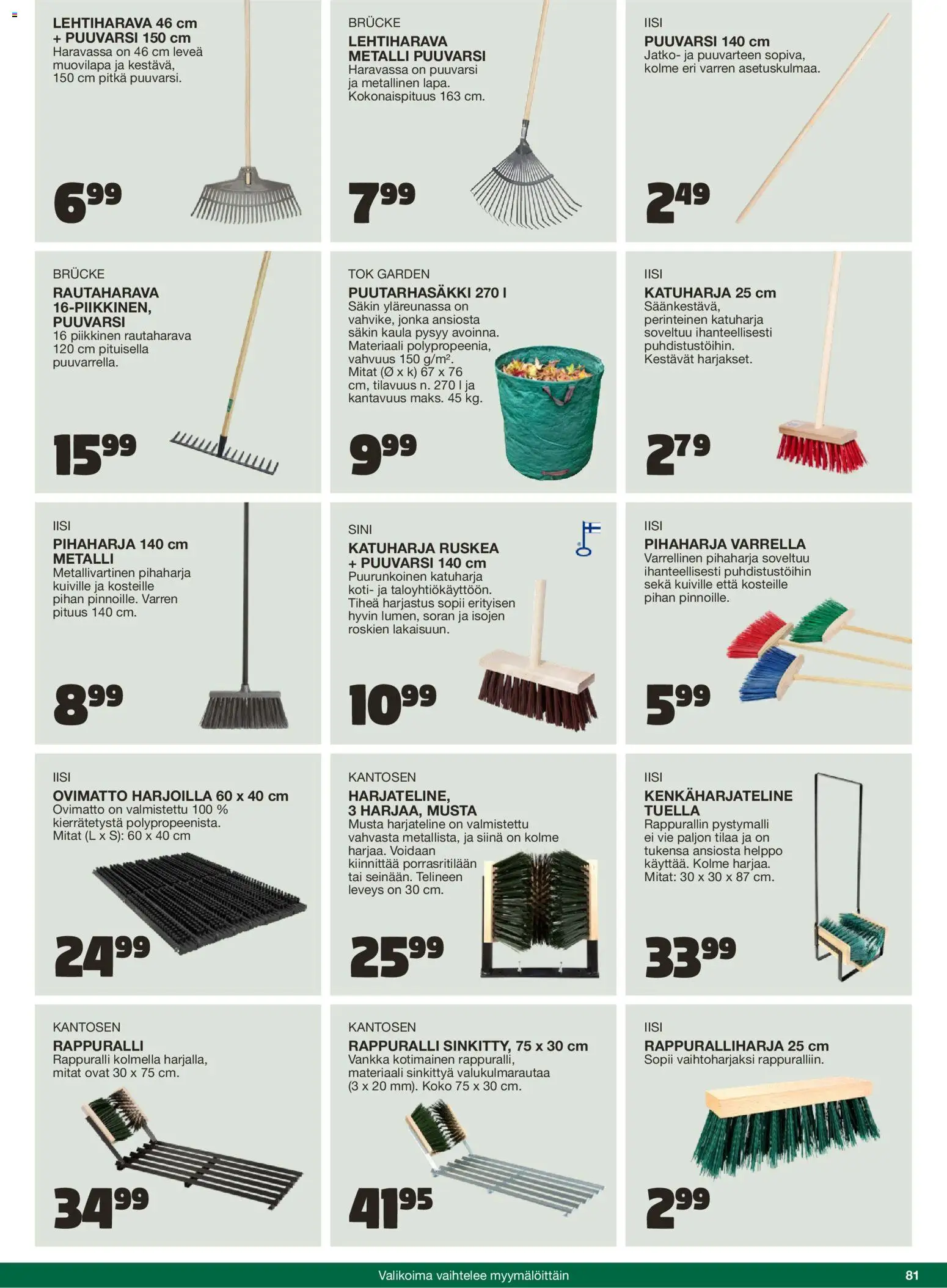 Tokmanni - Kesä 2026 – voimassa 02.04.2026 alkaen | Sivu: 81 | Tuotteet: Ovimatto, Harjateline