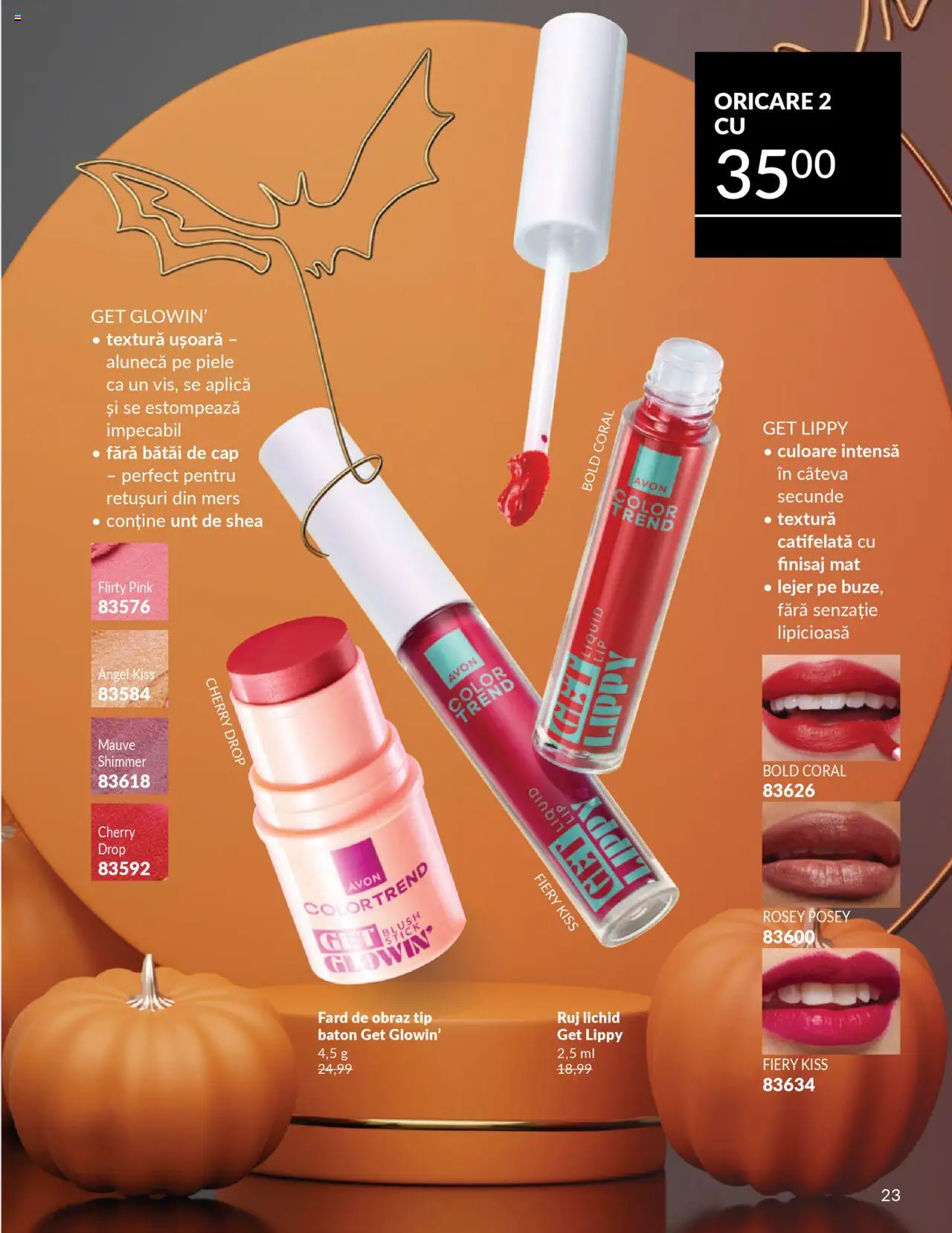 Noul catalog Avon – valabil de la 14.10.2025 | Pagină: 23 | Produse: Blush, Ruj, Unt