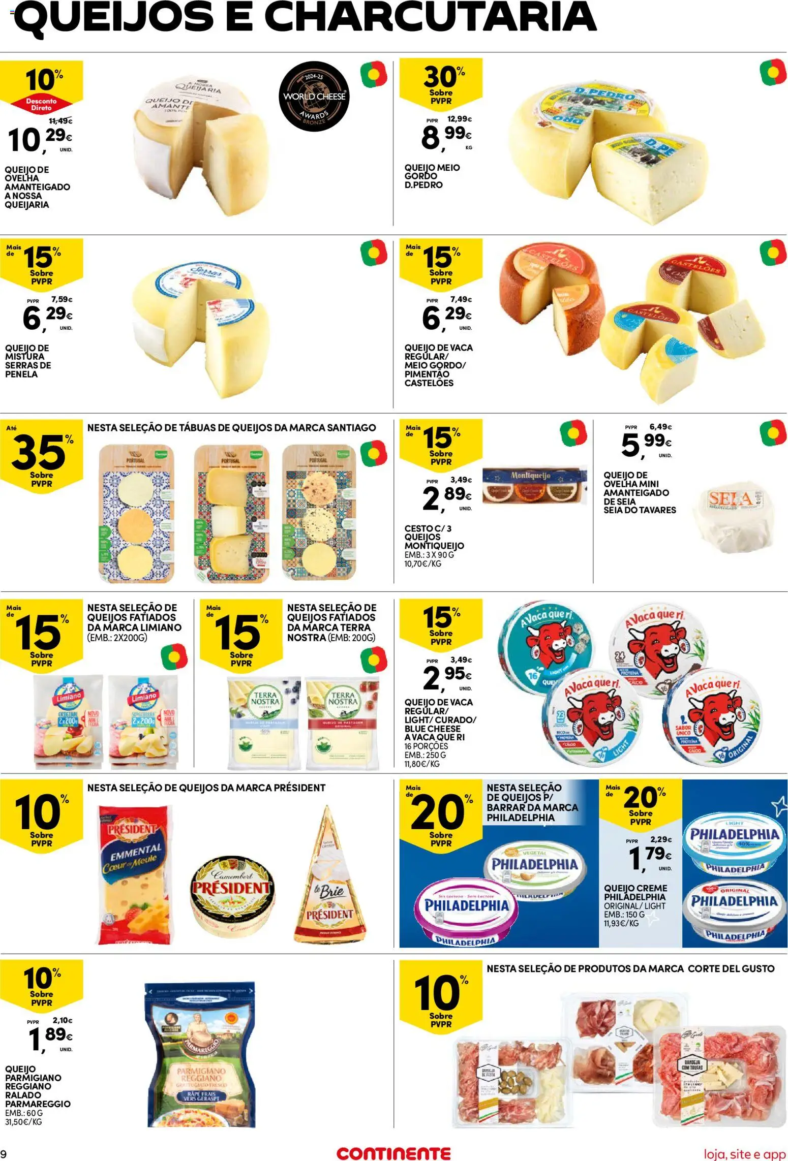 Continente Semanal Continente Bom Dia │ válido de 16.12.2025 | Página: 9 | Produtos: Cream cheese, Pimentão, Queijo, Creme