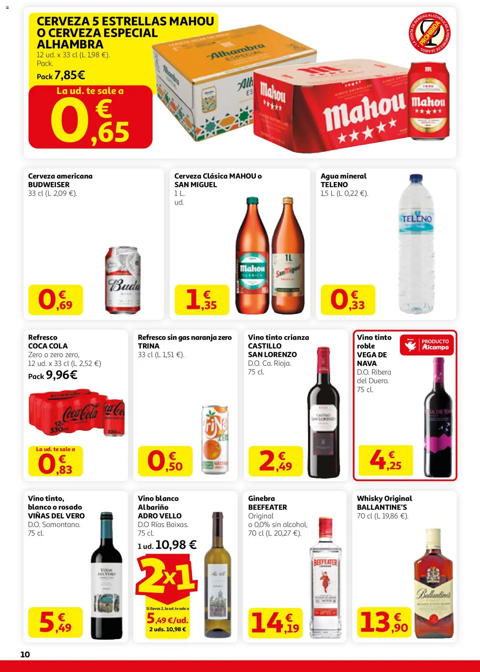 Alcampo - SS Catalán │ válido desde el 12.02.2026 | Página: 10 | Productos: Cerveza, Ginebra, Whisky, Agua mineral
