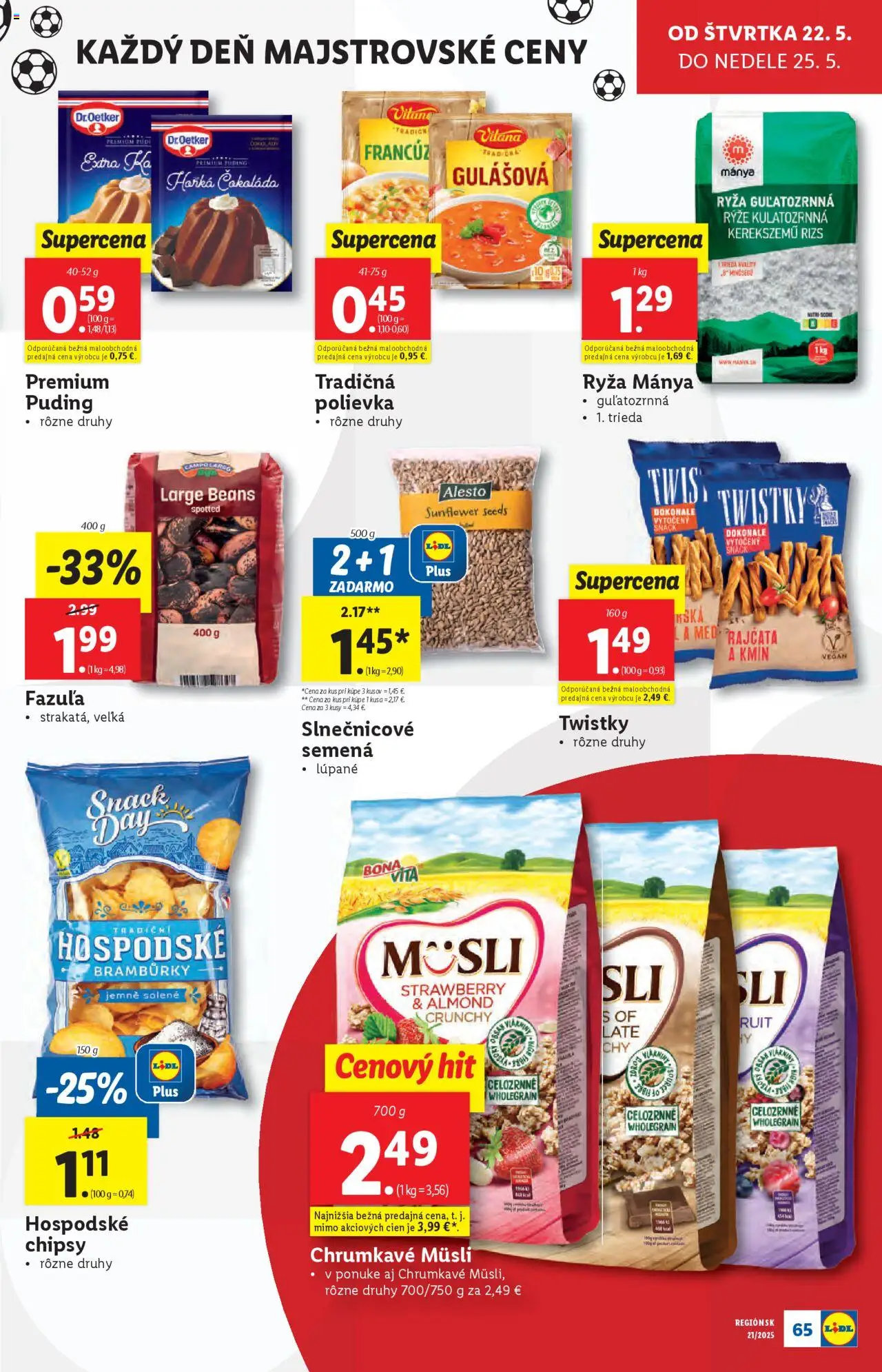 Lidl leták │ platný od 19.05.2025 | Strana: 93 | Produkty: Ryža, Puding, Fazuľa, Chipsy
