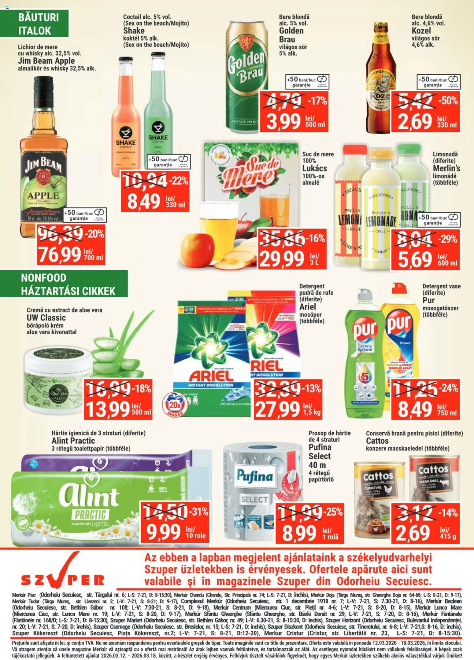 Noul catalog Merkur – valabil de la 12.03.2026 | Pagină: 4 | Produse: Lime, Aloe vera, Hrană pentru pisici, Shake