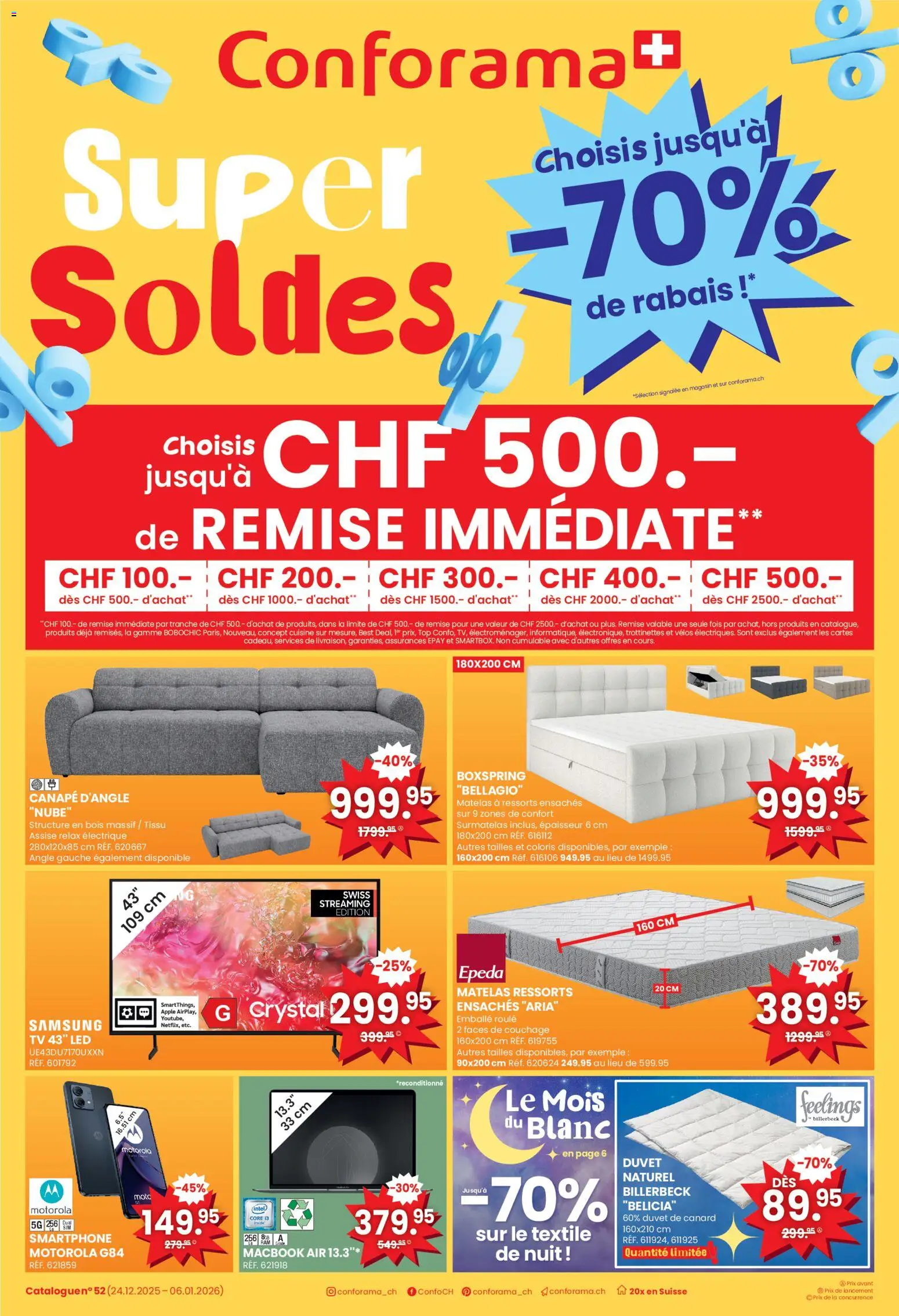 Conforama Aktionen FR – gültig ab 24.12.2025 | Seite: 1 | Produkte: Smartphone, TV, Top, Samsung