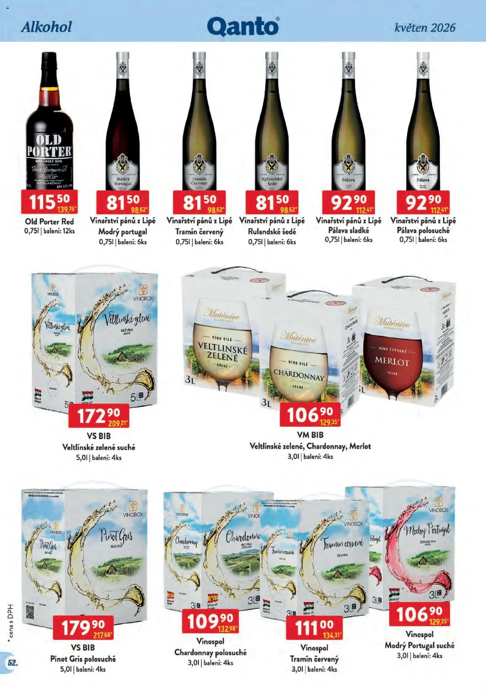 Astur & Qanto leták - Velkoobchod 05/2026 od 01.05.2026 | Strana: 52 | Produkty: Old porter, Merlot, Tramín červený, Pinot Gris