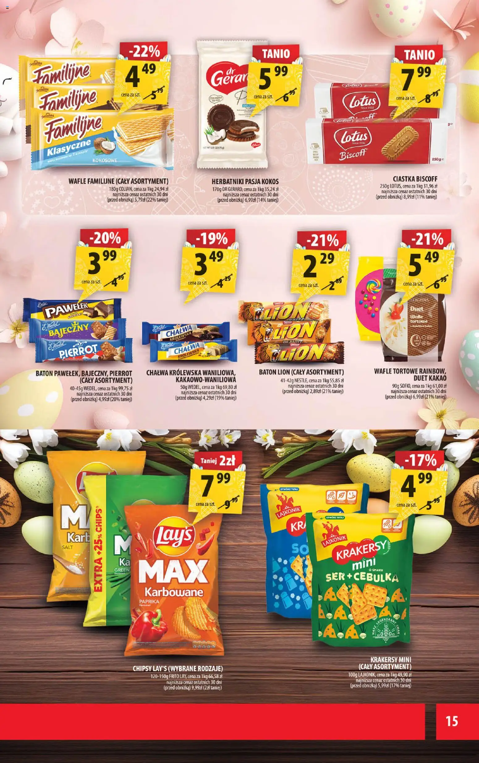 Arhelan gazetka od 27.03.2026 | Strona: 15 | Produkty: Chipsy, Wafle, Baton, Krakersy