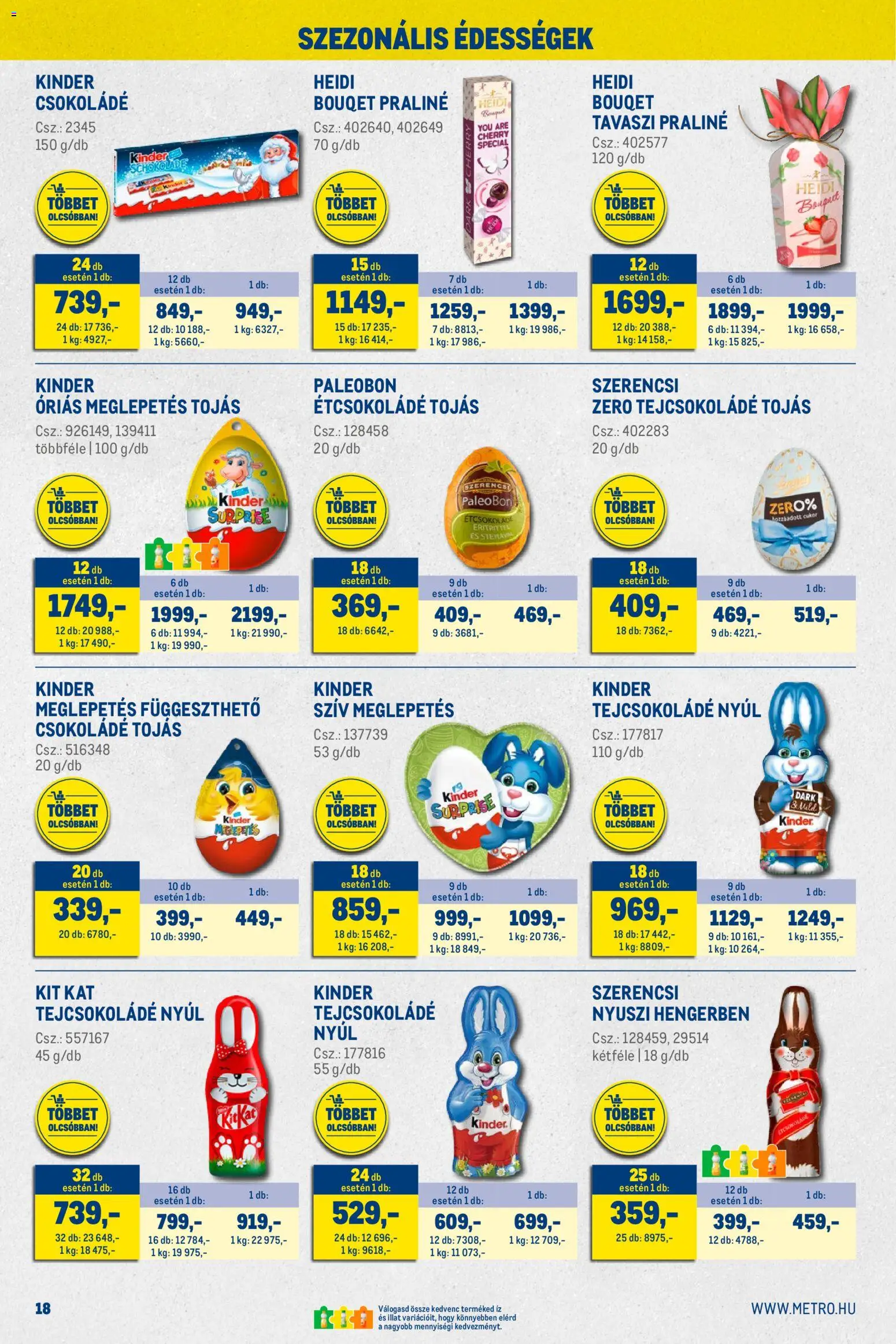 Metro akciós ujság - amely érvényes a következő dátumtól: 01.02.2026 | Oldal: 18 | Termékek: Édességek, Étcsokoládé, Tejcsokoládé, Tojás