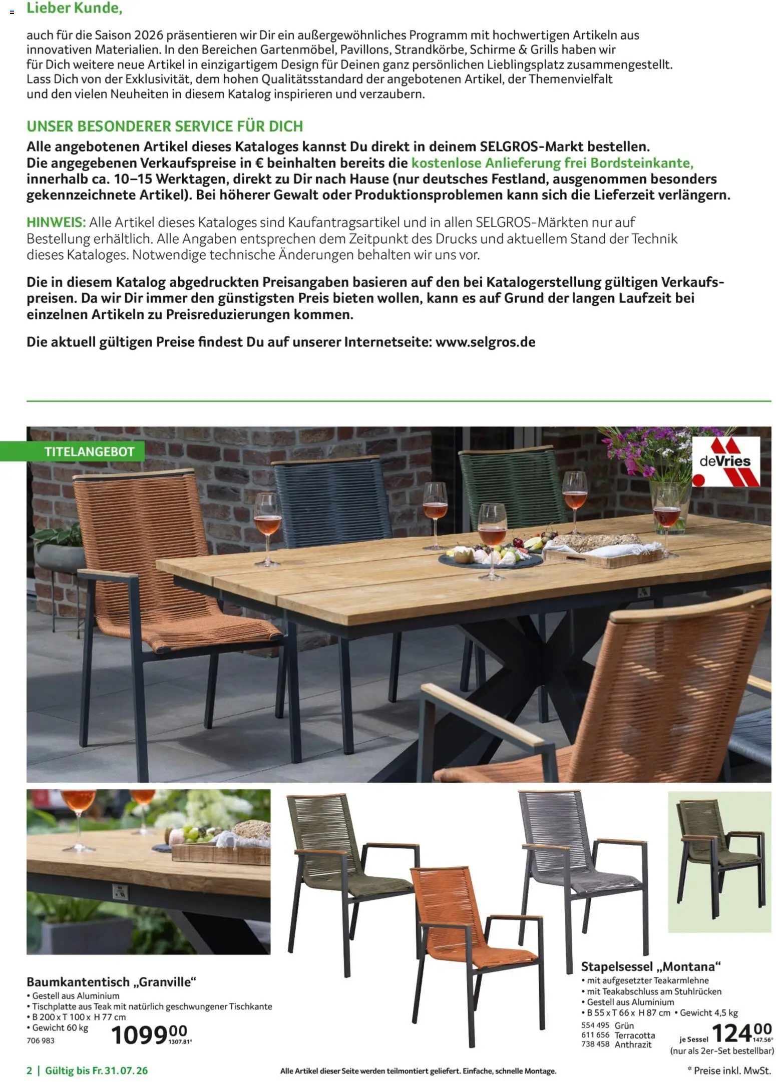 Selgros Garten Exklusiv – gültig ab 19.07.2026 | Seite: 2 | Produkte: Gewicht, Sessel