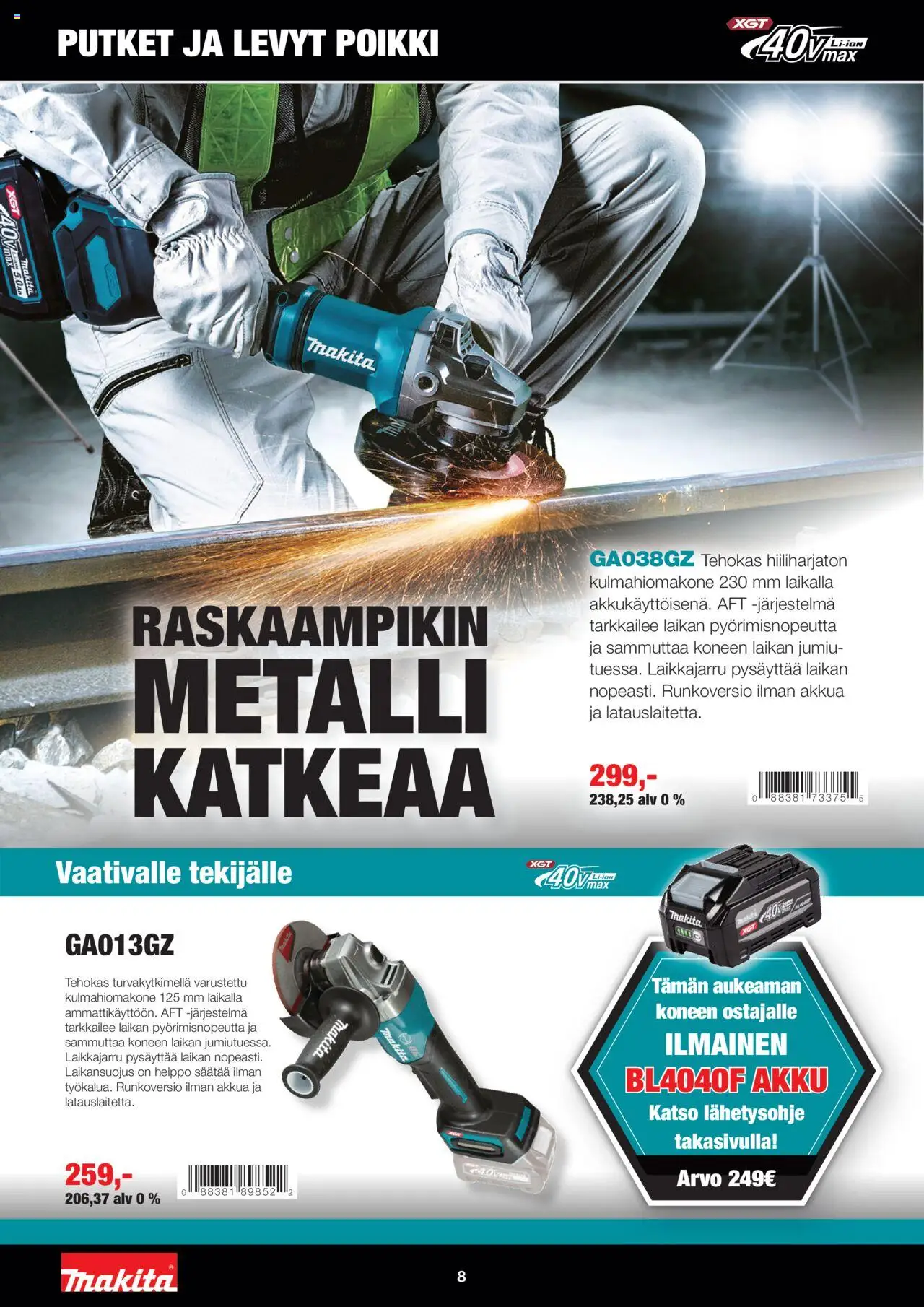 Makita tarjoukset – voimassa 01.10.2025 alkaen | Sivu: 8 | Tuotteet: Akku