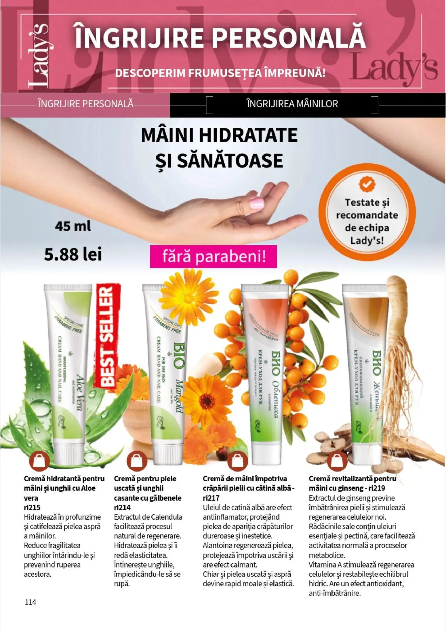 Noul catalog Lady’s – valabil de la 10.11.2025 | Pagină: 116 | Produse: Şerit ödül, Aloe vera, Cremă, Cremă de mâini
