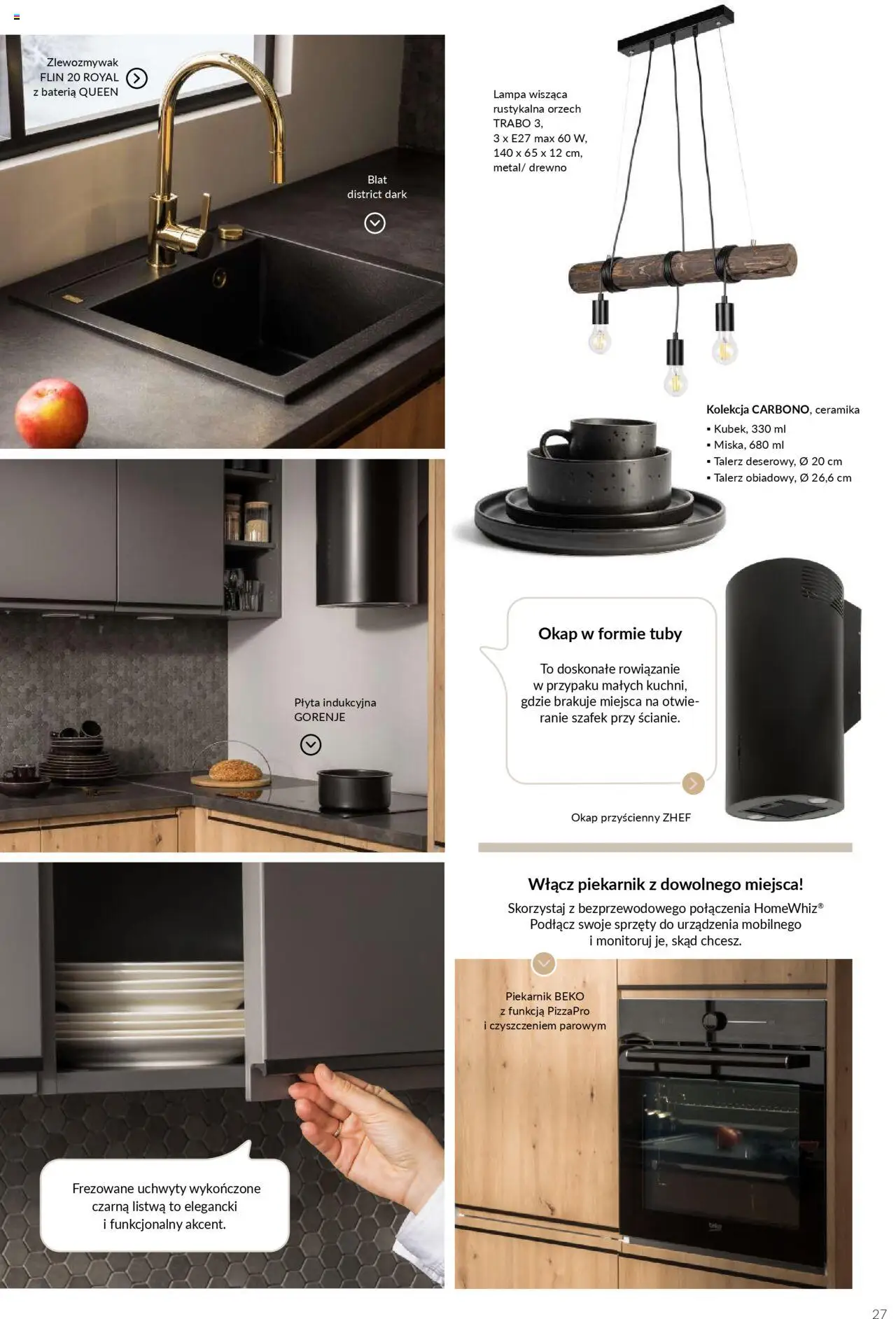 Salony Agata Gazetka - Kuchnie Qubik od 21.03.2025 | Strona: 27 | Produkty: Płyta indukcyjna, Bateria, Lampa, Okap