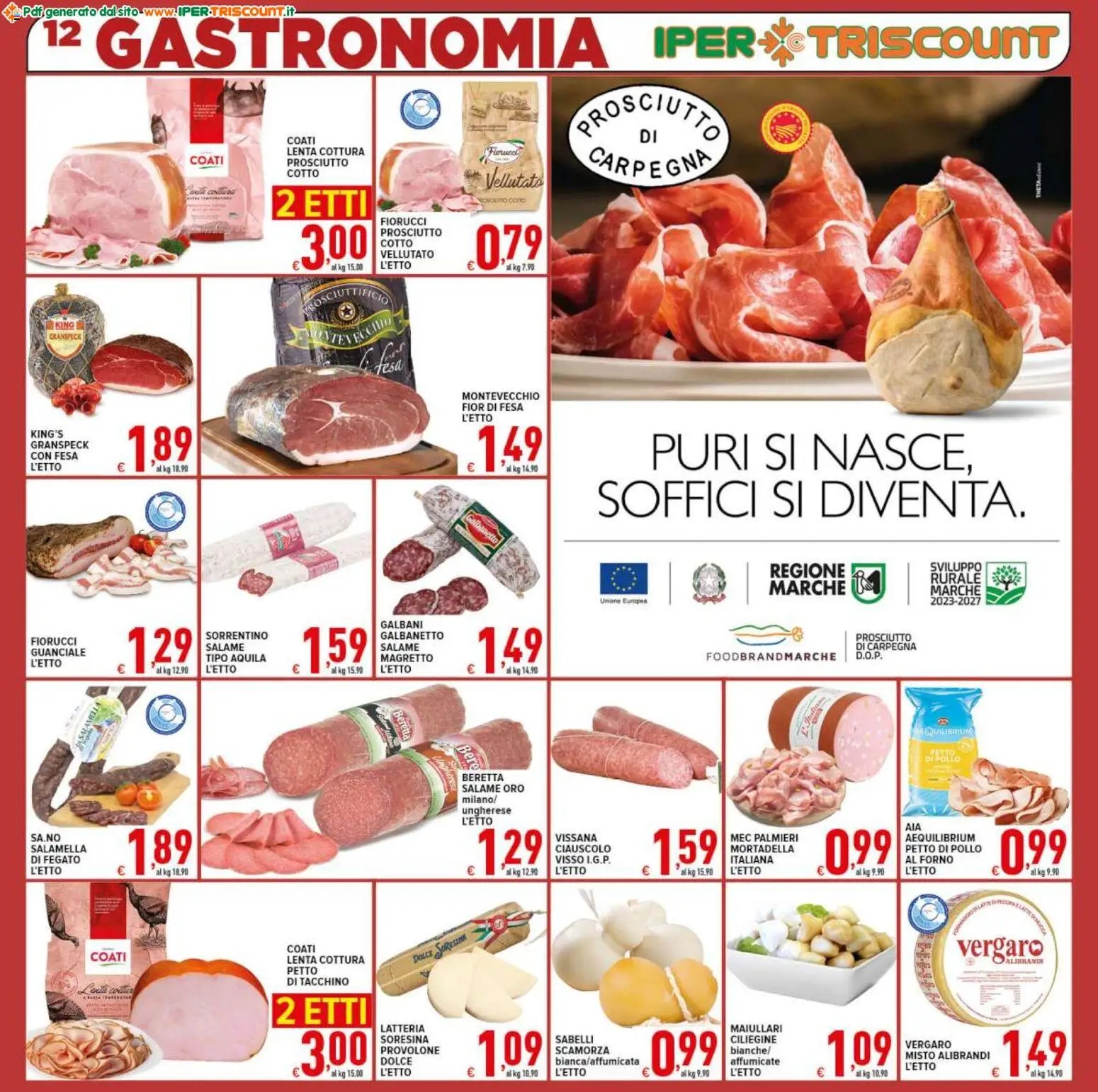 Volantino Ipertriscount del 27.11.2025 | Pagina: 12 | Prodotti: Provolone, Prosciutto Cotto, Salame, Guanciale