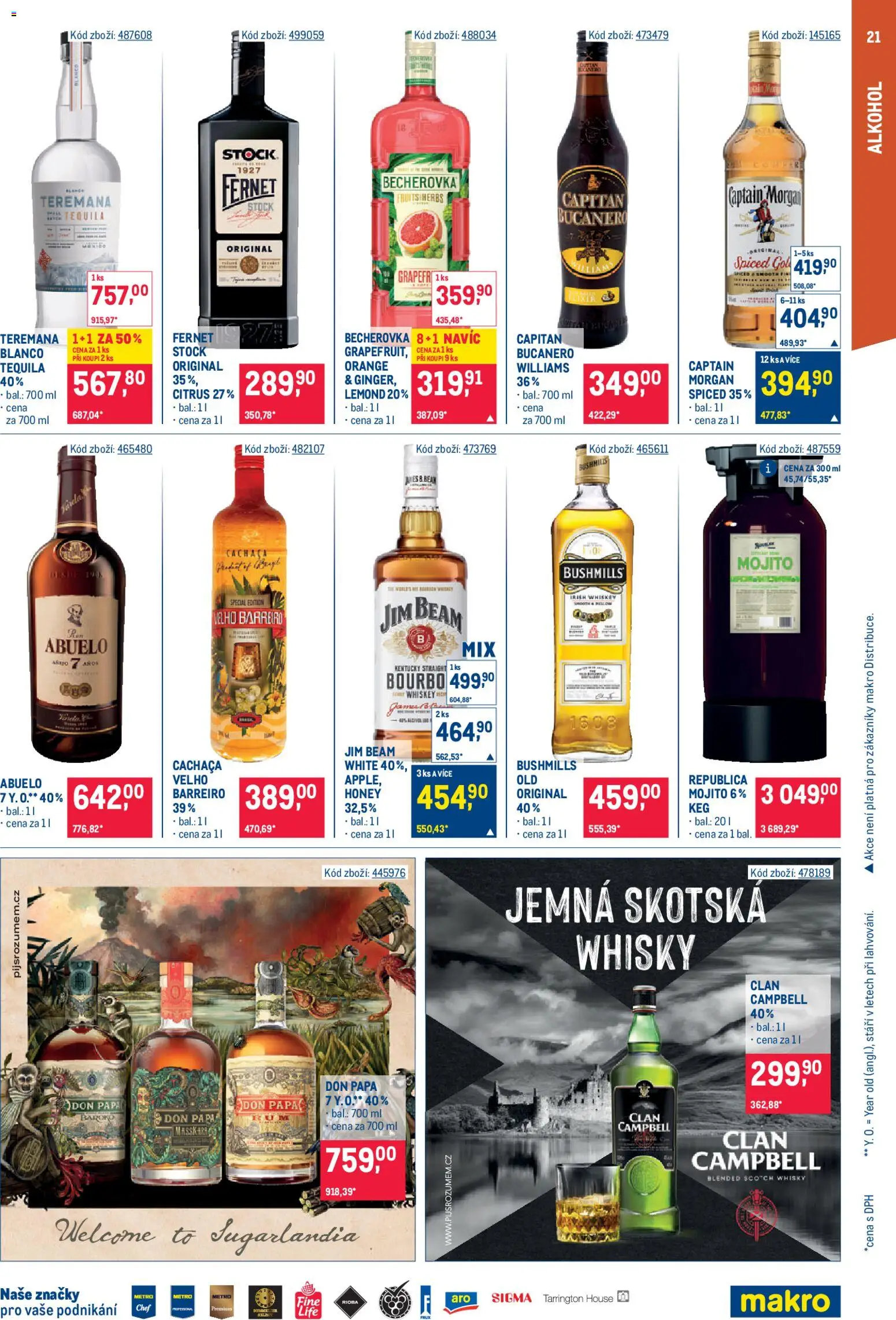 Makro leták - Gastronomie od 25.03.2026 | Strana: 21 | Produkty: Whiskey, Morgan, Tequila, Cachaça