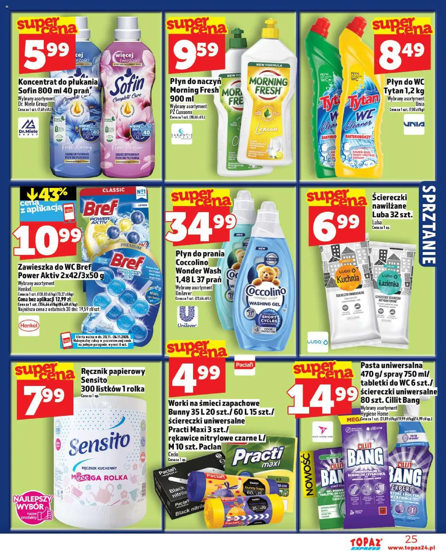 Topaz Gazetka - Express od 20.11.2025 | Strona: 25 | Produkty: Cleaner, Coccolino, Ręcznik papierowy