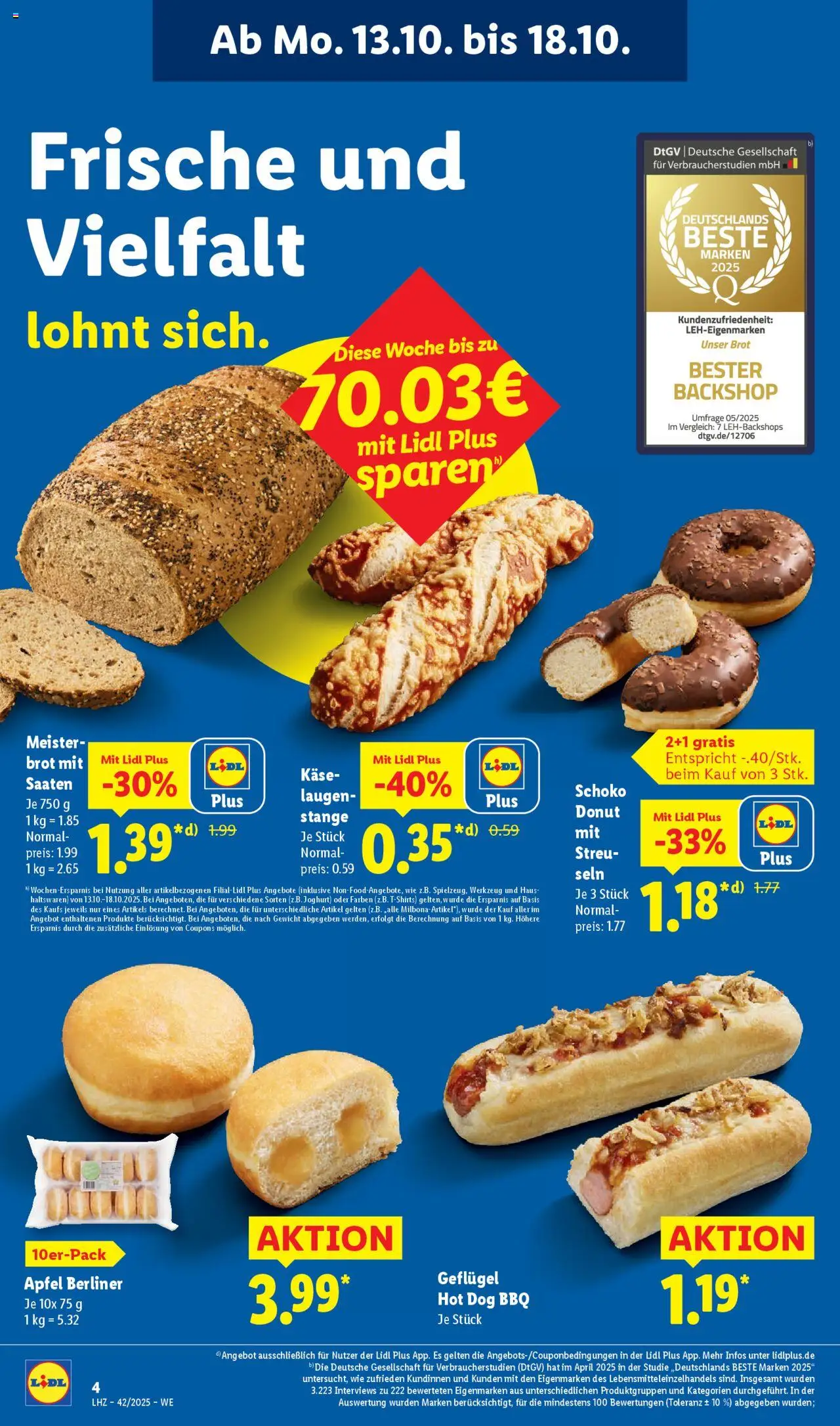 Lidl Prospekt Hilders – gültig ab 13.10.2025 | Seite: 10 | Produkte: Berliner, Käse, Äpfel, Brot