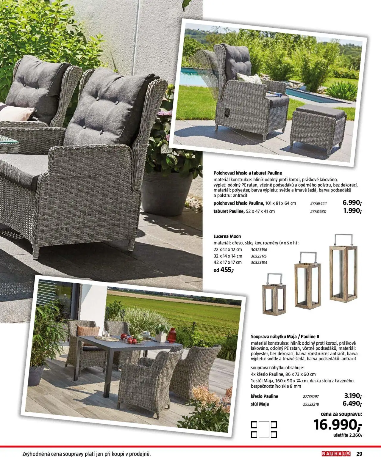 Bauhaus katalog Zahradní nábytek od 01.04.2025 | Strana: 29 | Produkty: Taburet, Lucerna, Křeslo, Stůl