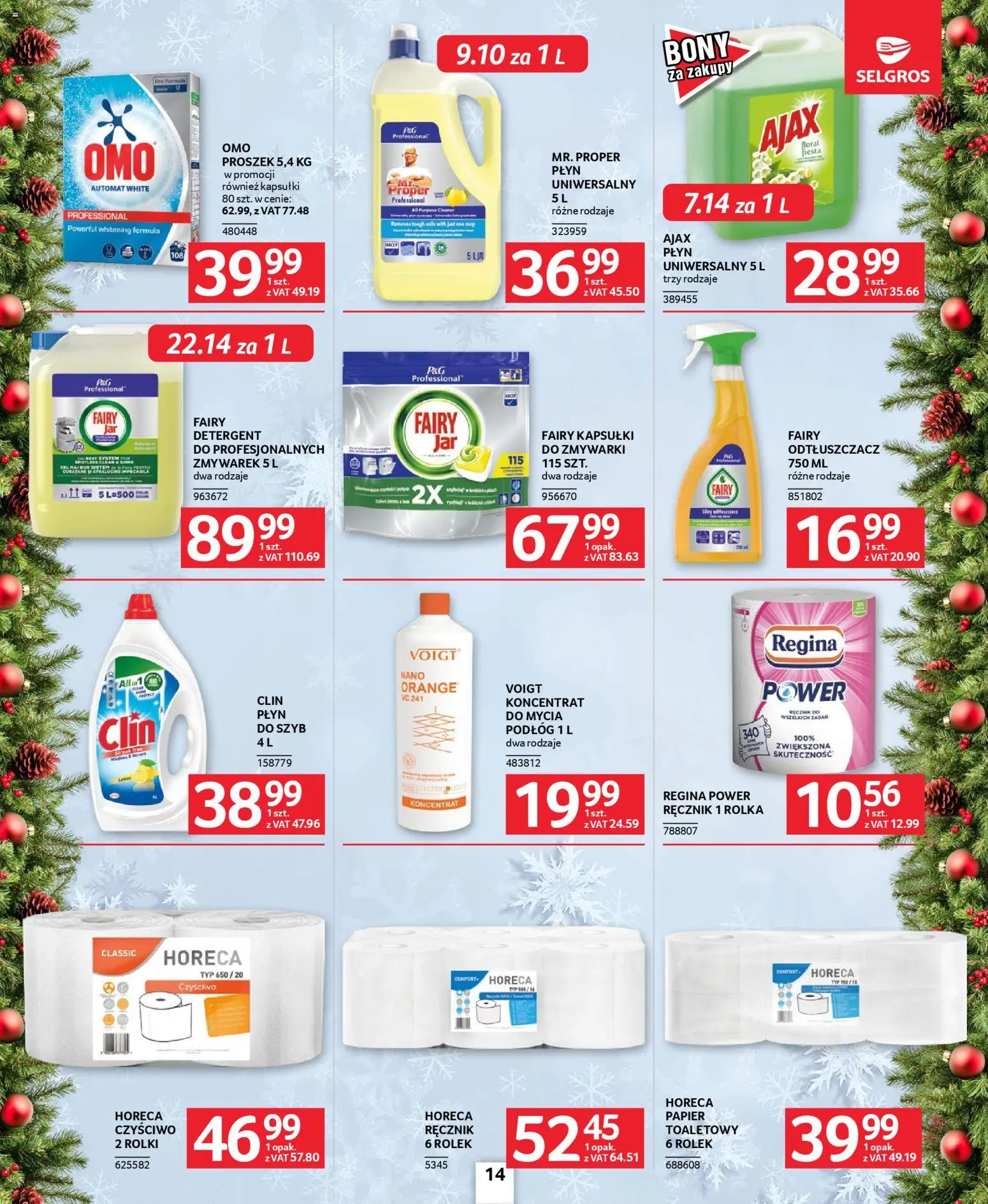 Selgros cash&carry Gazetka - Oferta dla gastronomii od 04.12.2025 | Strona: 14 | Produkty: Papier toaletowy, Cleaner, Fairy, Detergent
