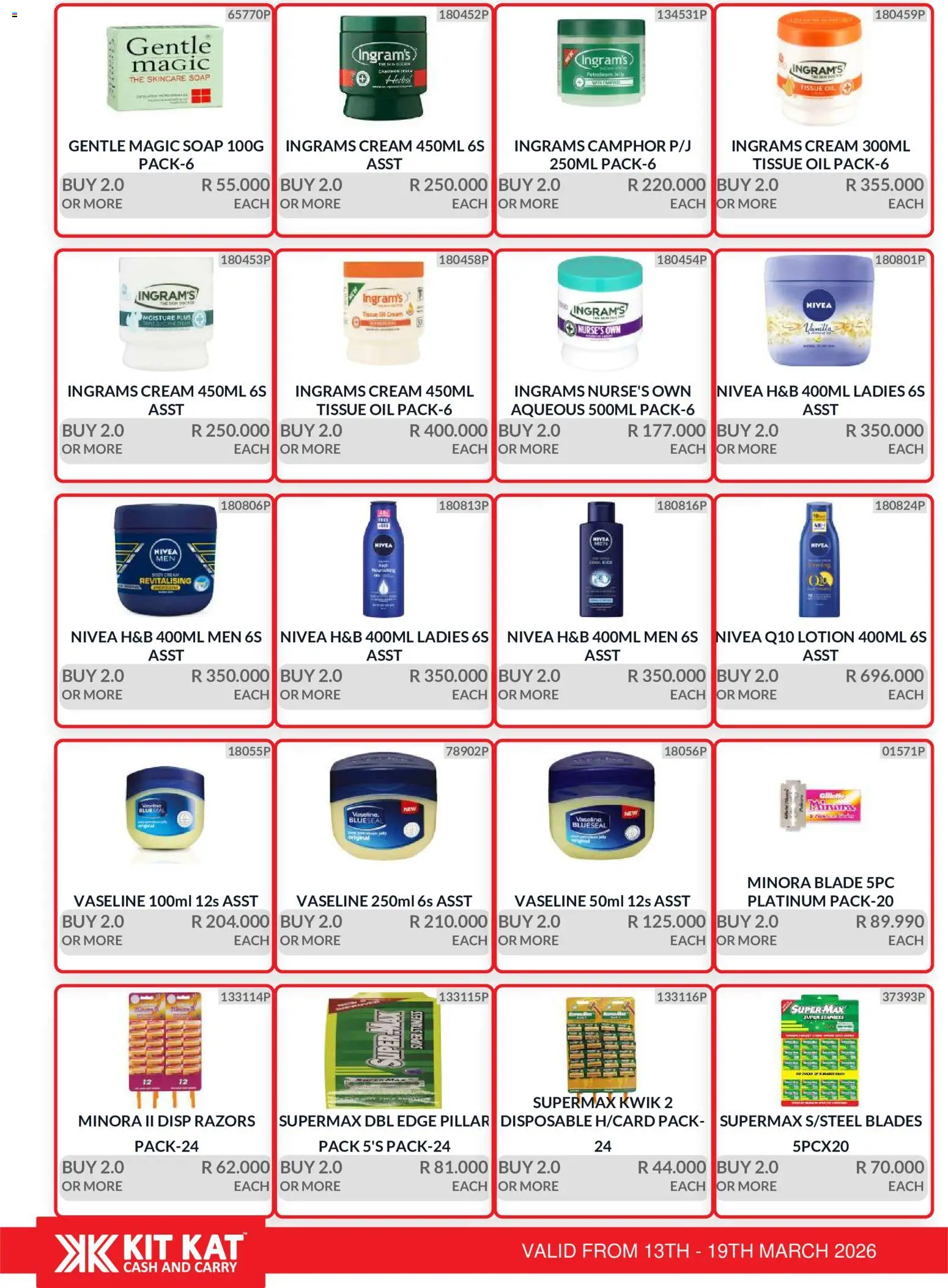 New KIT KAT Cash & Carry catalogue – valid from 13.03.2026 | Page: 22 | Products: Soap, Razors, Petroleum jelly, Lotion