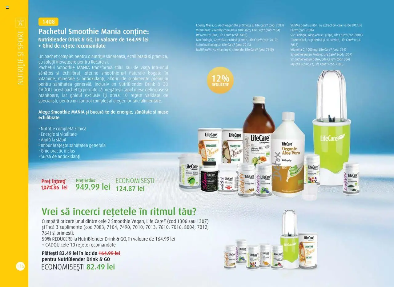 Noul catalog Life Care – valabil de la 01.10.2025 | Pagină: 138 | Produse: Aloe vera, Chaussures de ski, Ceai, Smoothie