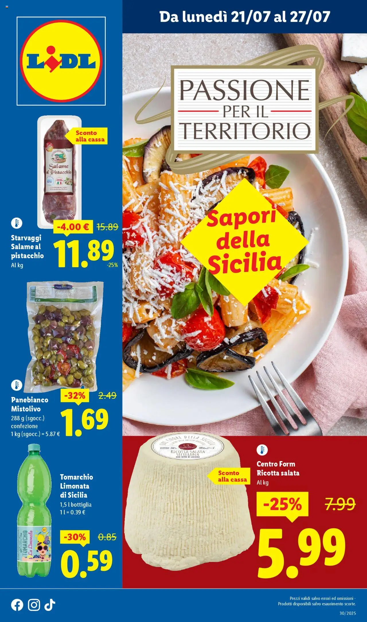 Volantino Lidl del 21.07.2025 | Pagina: 1 | Prodotti: Salame, Limonata, Ricotta, Bottiglia