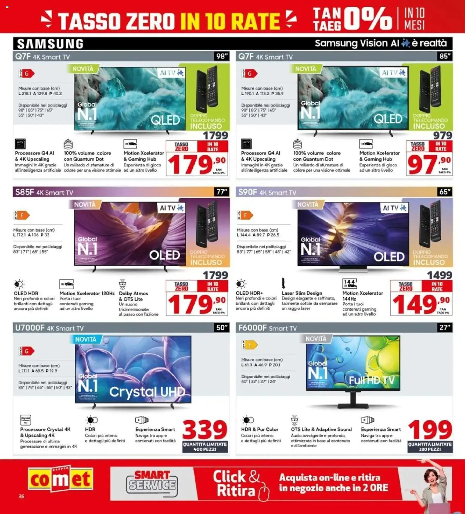 Volantino Comet del 09.04.2026 | Pagina: 36 | Prodotti: Telecomando, TV, Audio, Samsung