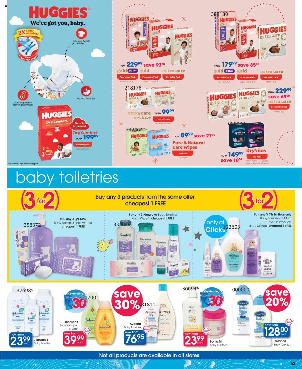 Clicks Specials │ valid from 07.08.2025 | Page: 49 | Products: Pants, Powder, Body wash, Nappies