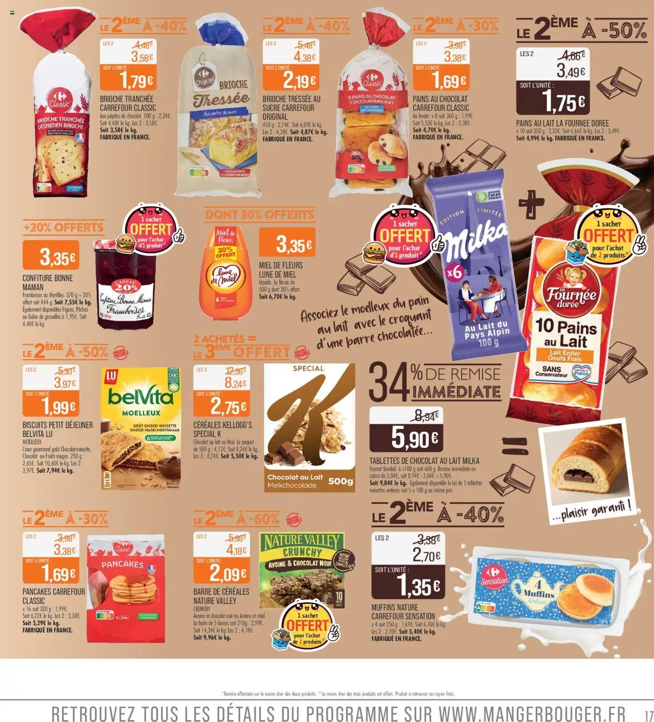  | Page: 17 | Produits: Pains au lait, Tablettes de chocolat, Céréales, Gelée