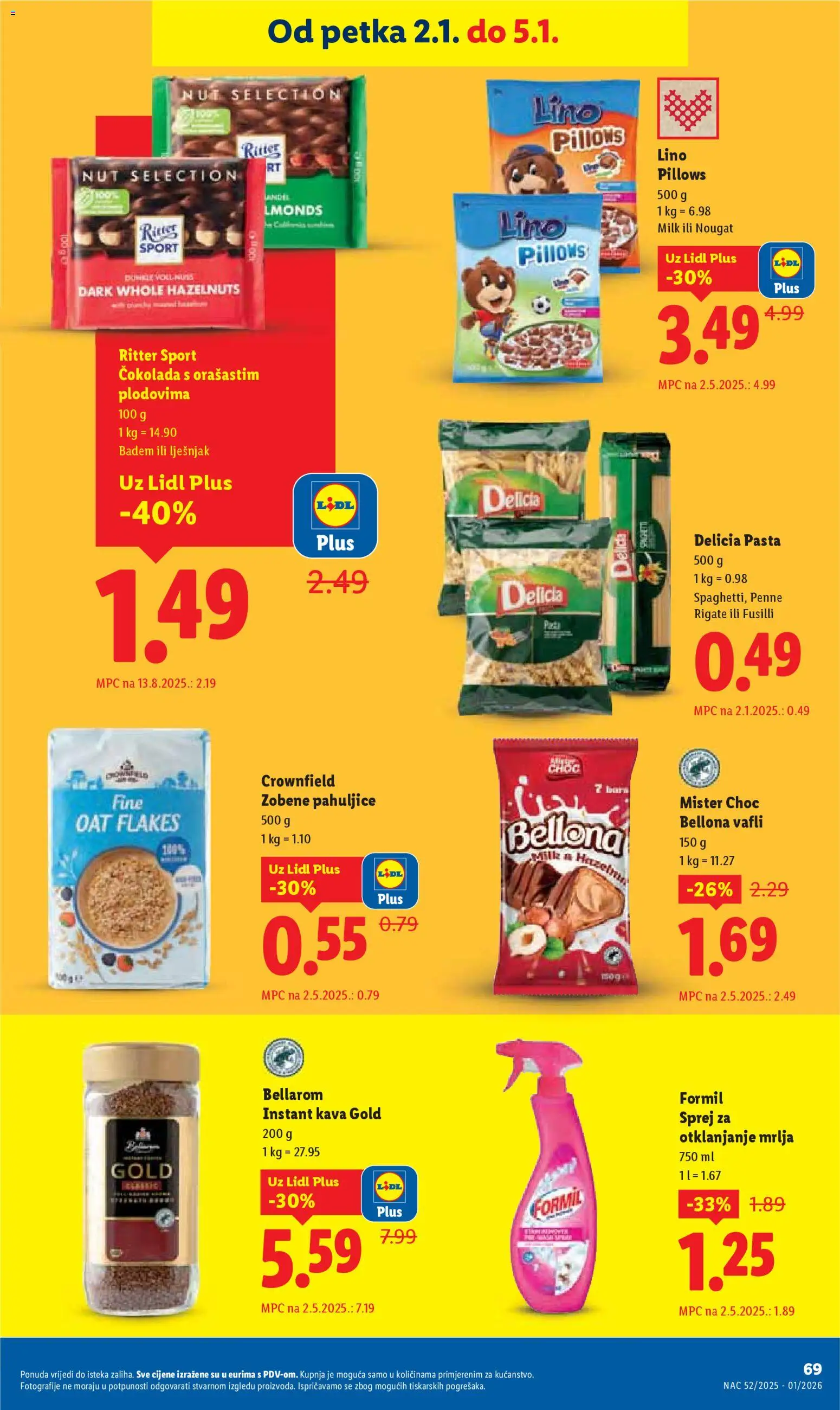 Lidl katalog | vrijedi od 27.12.2025 | Stranica: 69 | Proizvodi: Čokolada, Zobene pahuljice, Lješnjak, Pahuljice