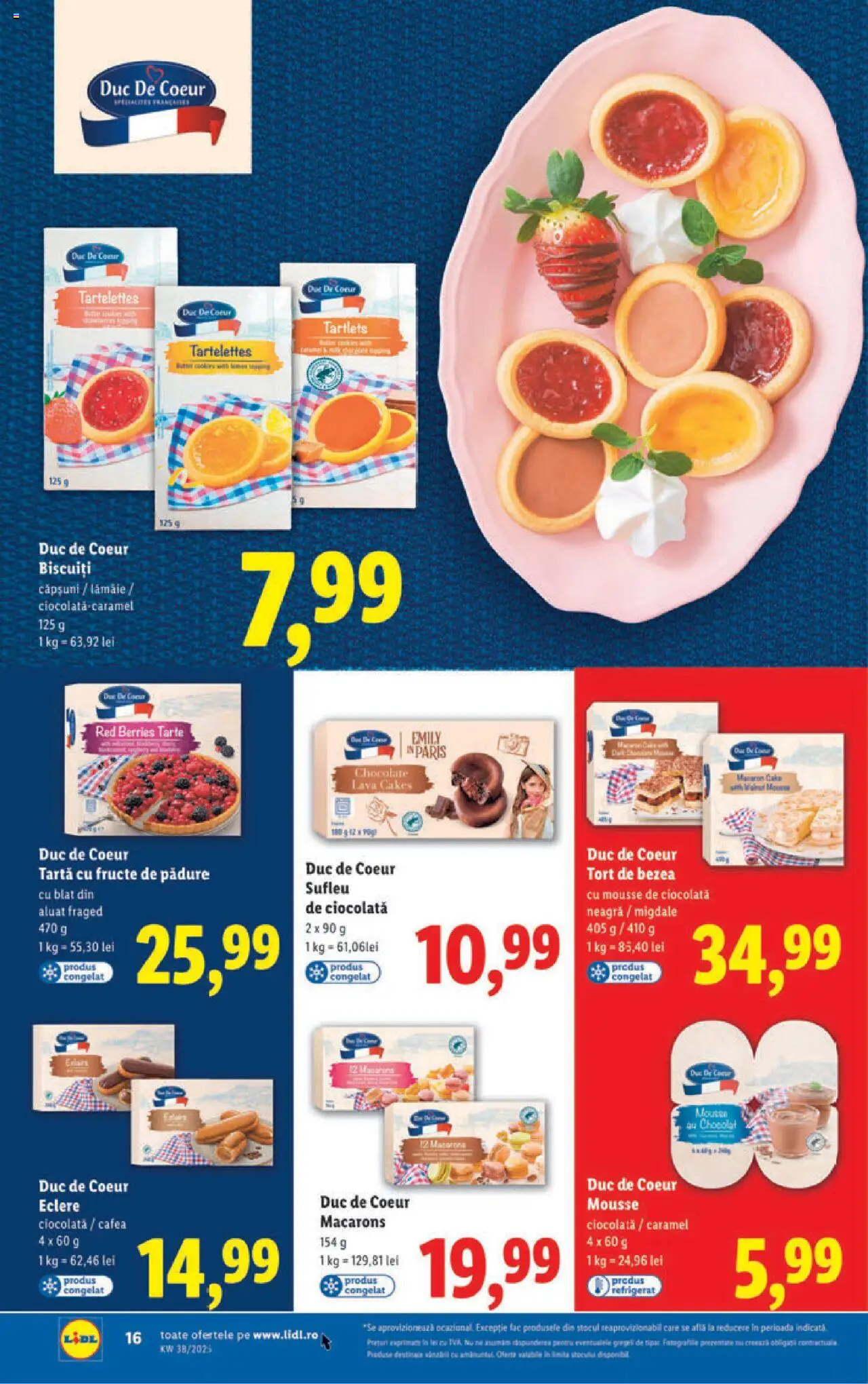 Noul catalog Lidl – valabil de la 15.09.2025 | Pagină: 16 | Produse: Tort, Ciocolată, Biscuiți, Lămâie