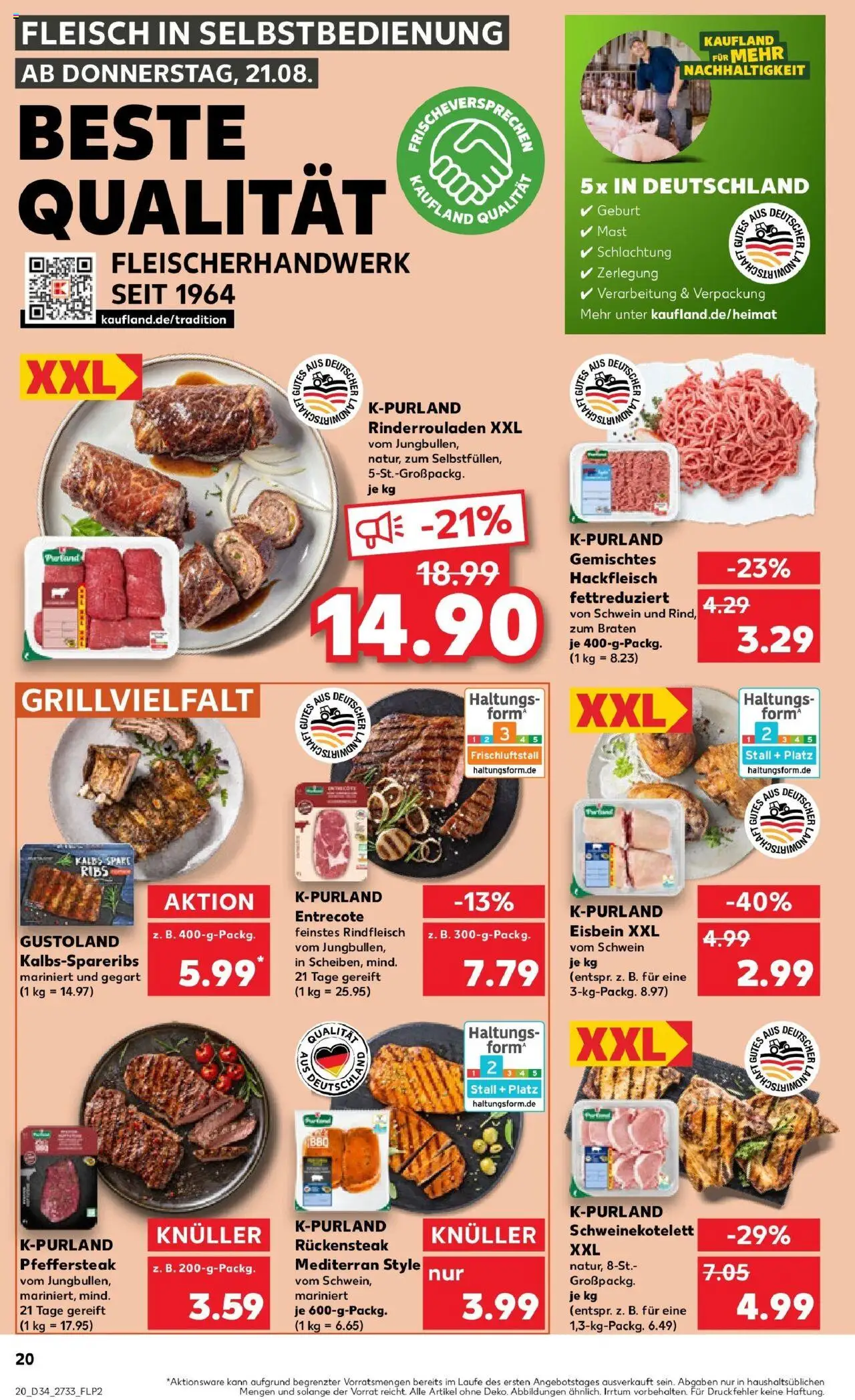 Kaufland prospekt Ilmenau	 - gültig ab dem 21.08.2025 | Seite: 20 | Produkte: Spare ribs, Entrecote, Steak, Hackfleisch