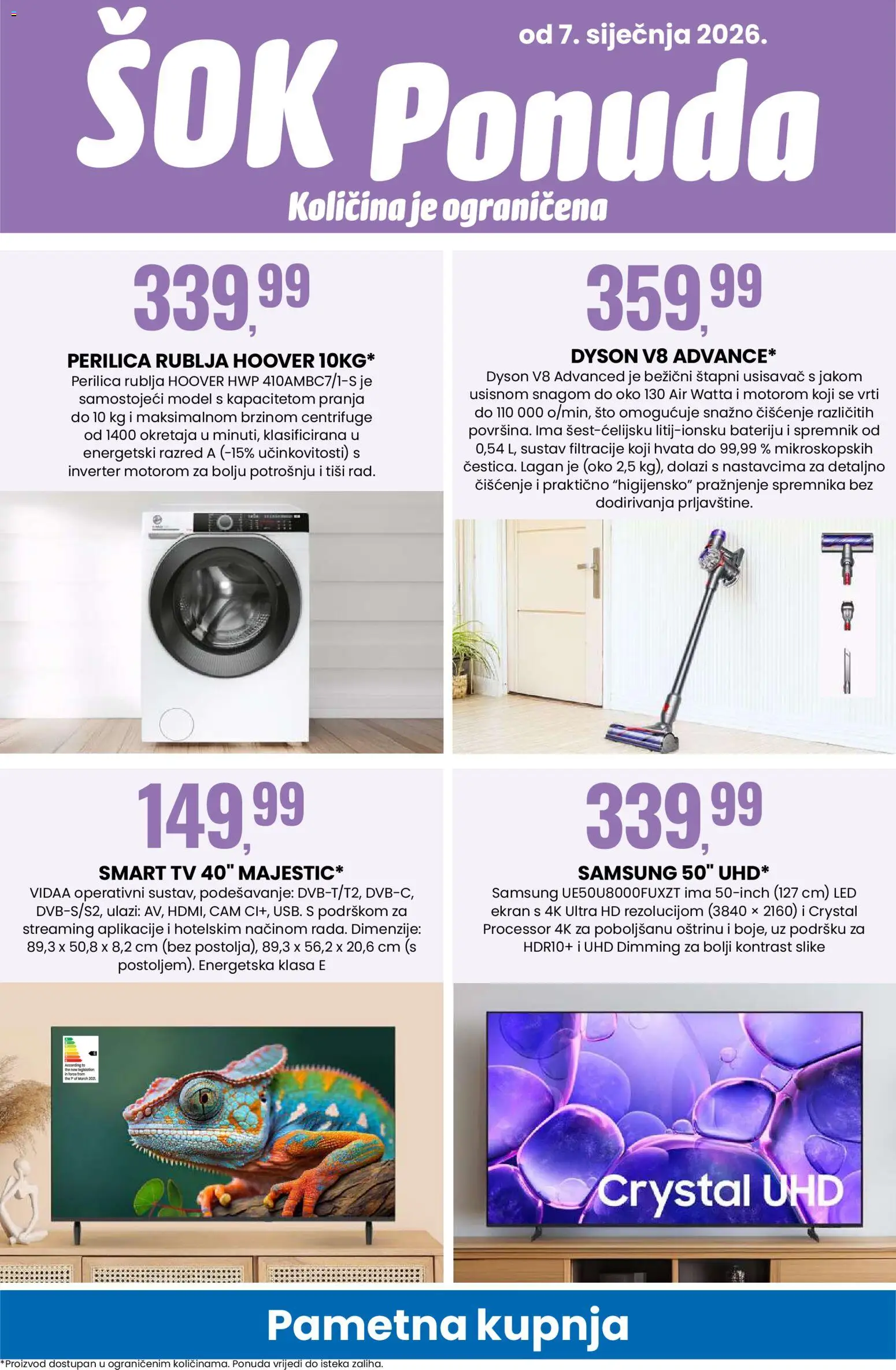 Eurospin katalog | vrijedi od 07.01.2026 | Stranica: 14 | Proizvodi: Usisavač, Perilica rublja, Smart TV, Tv