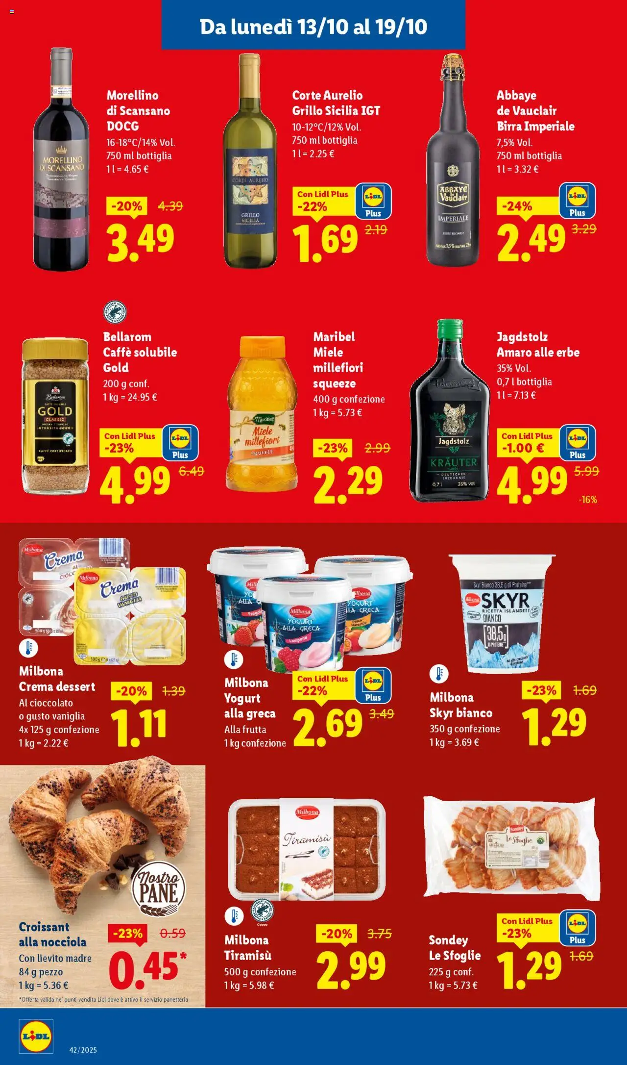 Volantino Lidl del 13.10.2025 | Pagina: 16 | Prodotti: Frutta, Croissant, Miele, Amaro