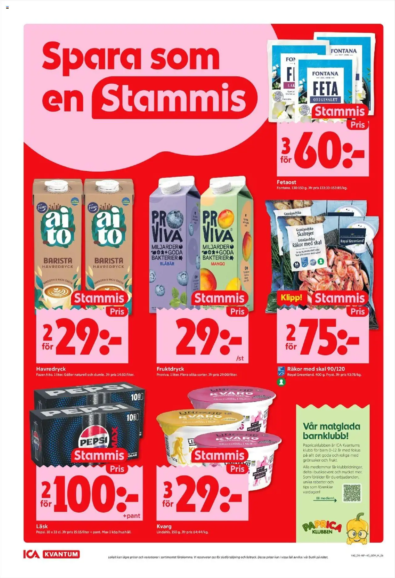 ICA Kvantum reklamblad aktuell från 13.10.2025 | Sida: 6 | Produkter: Pepsi, Räkor, Havredryck, Set