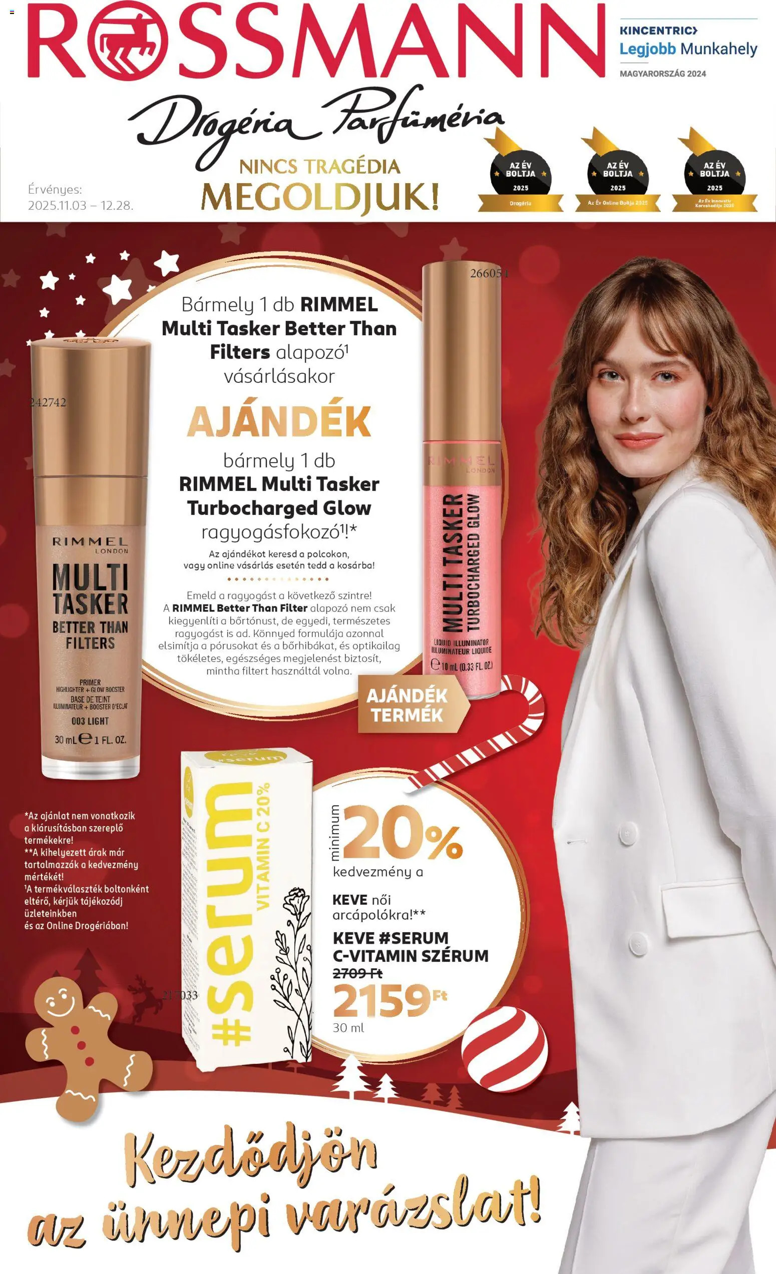 Rossmann akciós ujság - amely érvényes a következő dátumtól: 03.11.2025 | Oldal: 1 | Termékek: Alapozó, Vitamin c