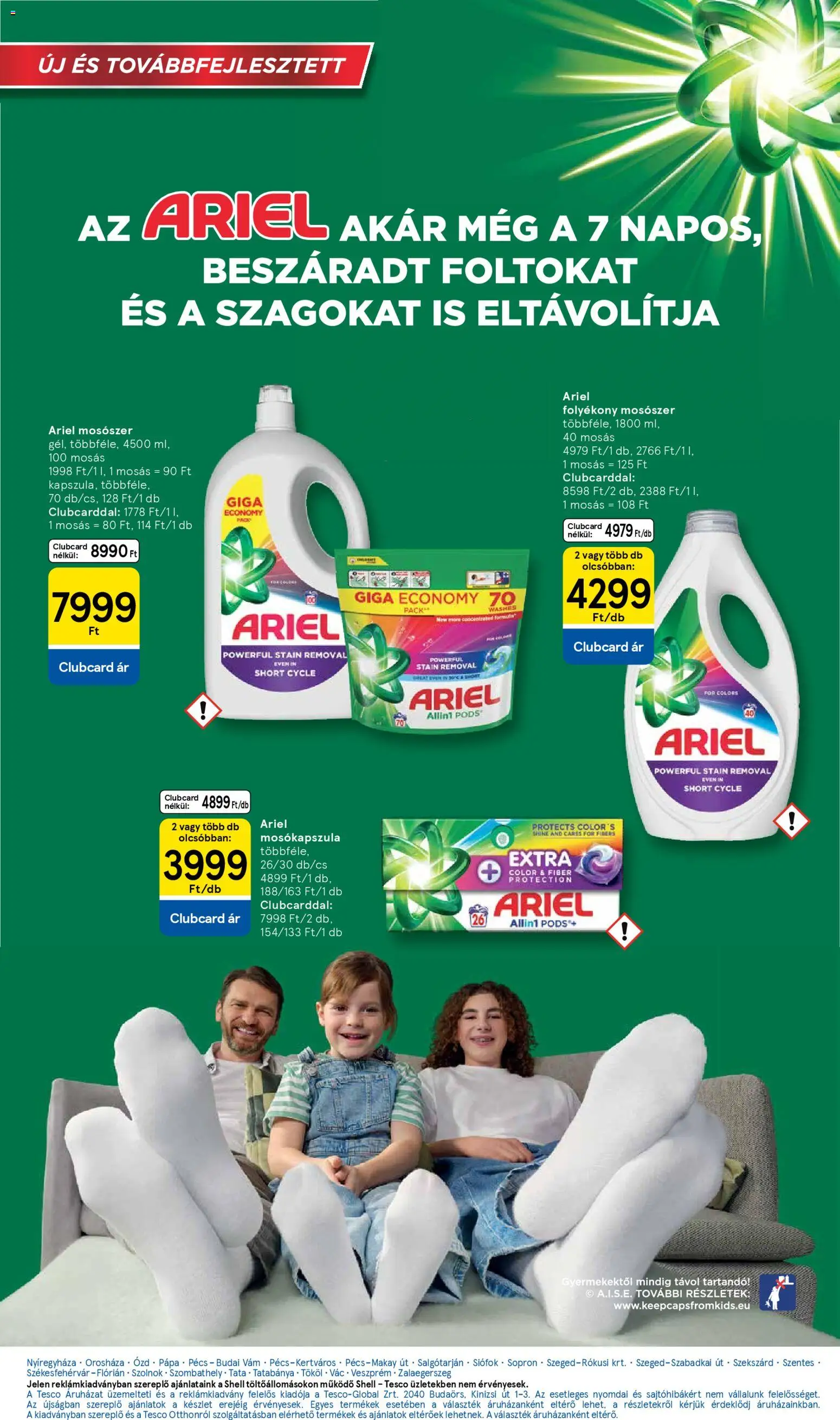 Tesco akciós ujság - amely érvényes a következő dátumtól: 08.01.2026 | Oldal: 25 | Termékek: Ariel, Mosókapszula, Folyékony mosószer, Mosószer