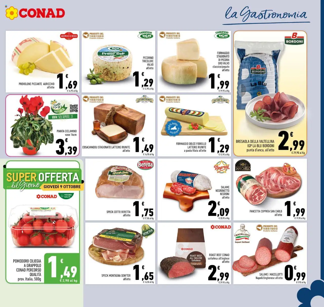 Volantino Conad del 08.10.2025 | Pagina: 9 | Prodotti: Speck, Sale, Formaggio, Pasta