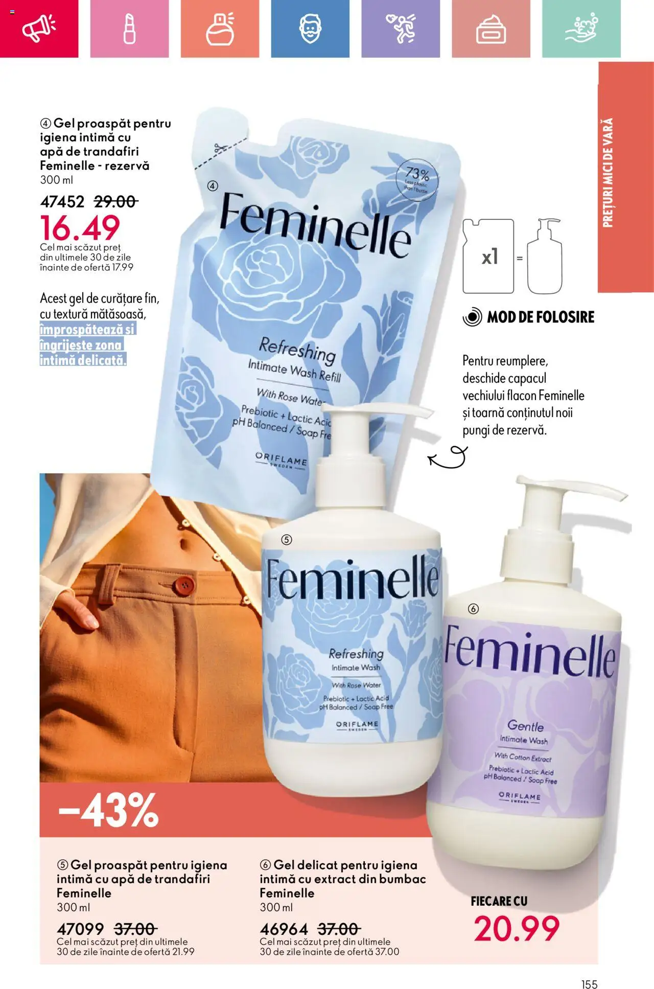 Noul catalog Oriflame – valabil de la 06.07.2025 | Pagină: 155 | Produse: Gel de curățare, Mici, Apă