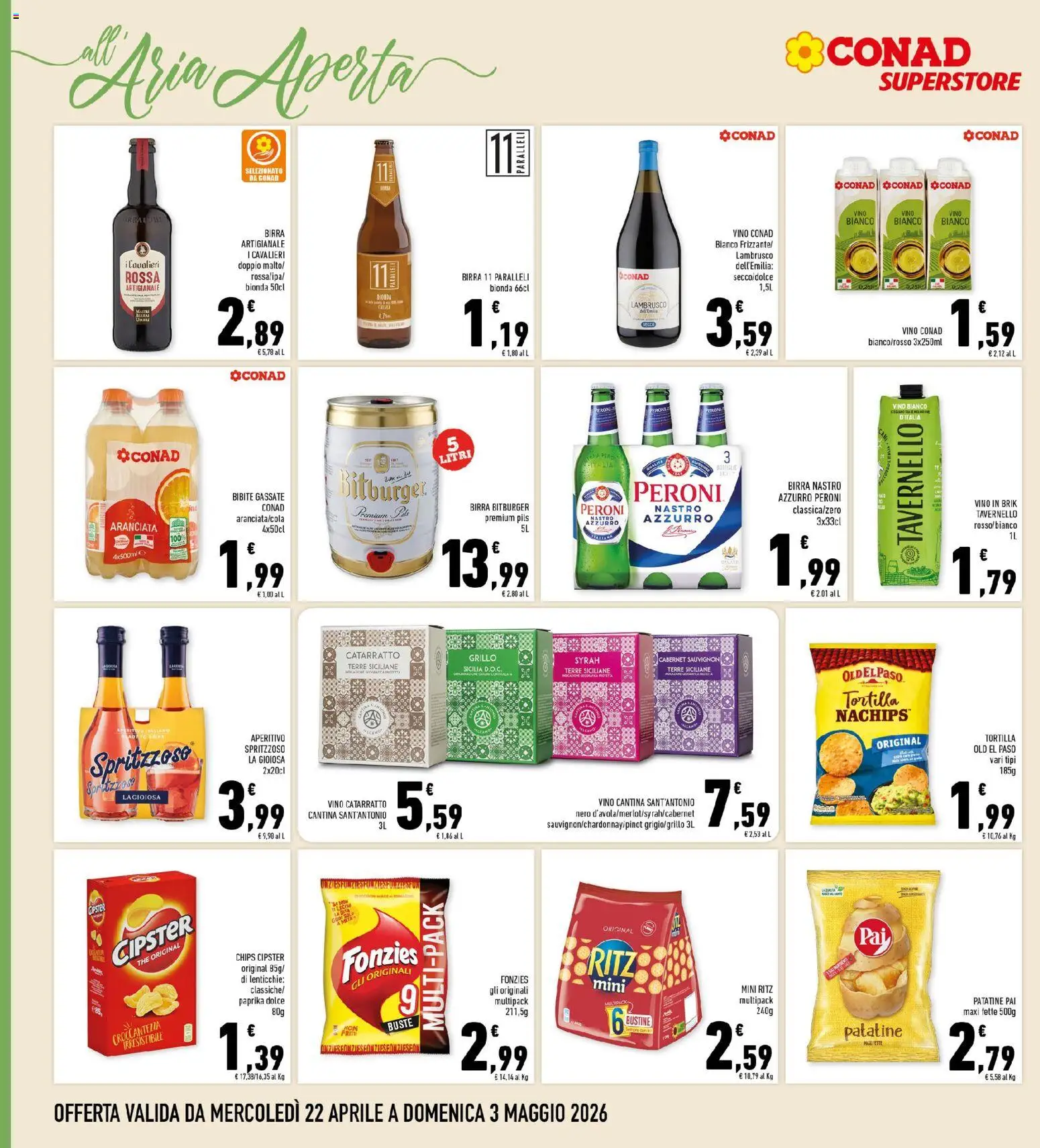 Volantino Conad del 22.04.2026 | Pagina: 12 | Prodotti: Patatine, Vino, The, Aperitivo