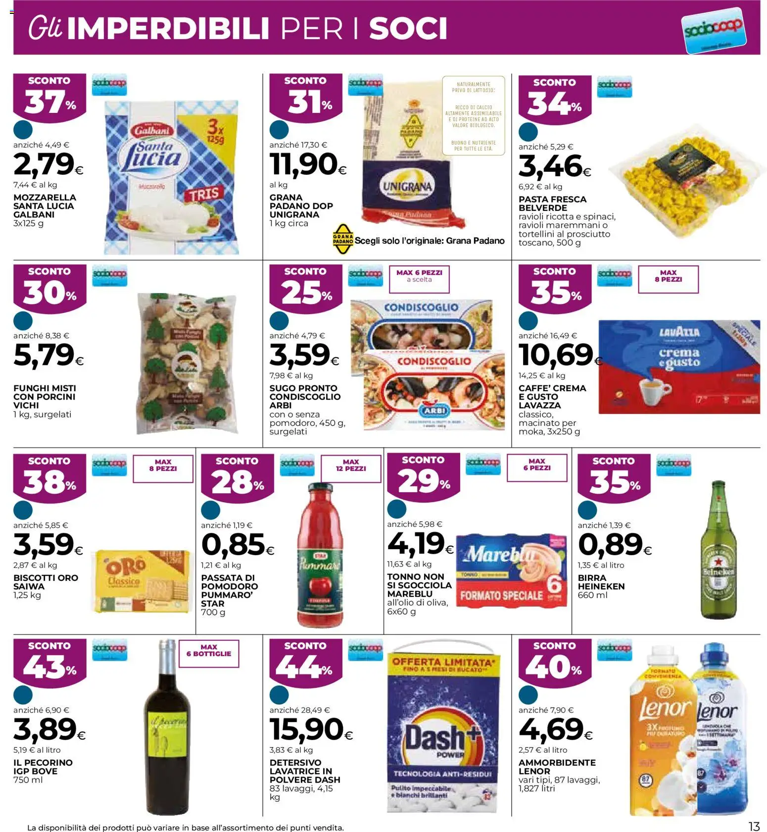 Volantino COOP del 15.01.2026 | Pagina: 13 | Prodotti: Biscotti, Prosciutto, Lavazza, Sugo