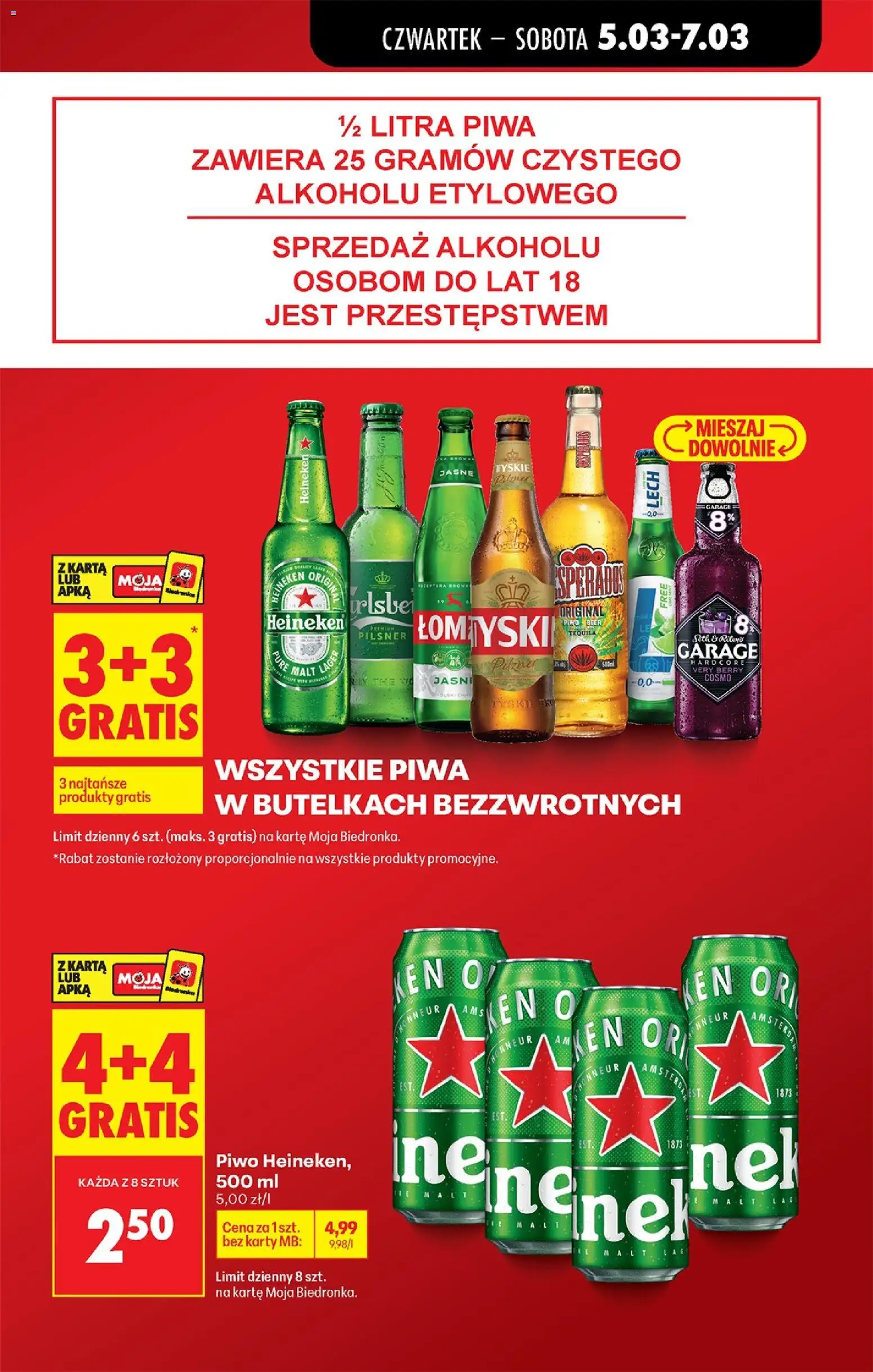 Biedronka gazetka od czwartku od 05.03.2026 | Strona: 25 | Produkty: Tyskie, Tequila, Piwo, Heineken