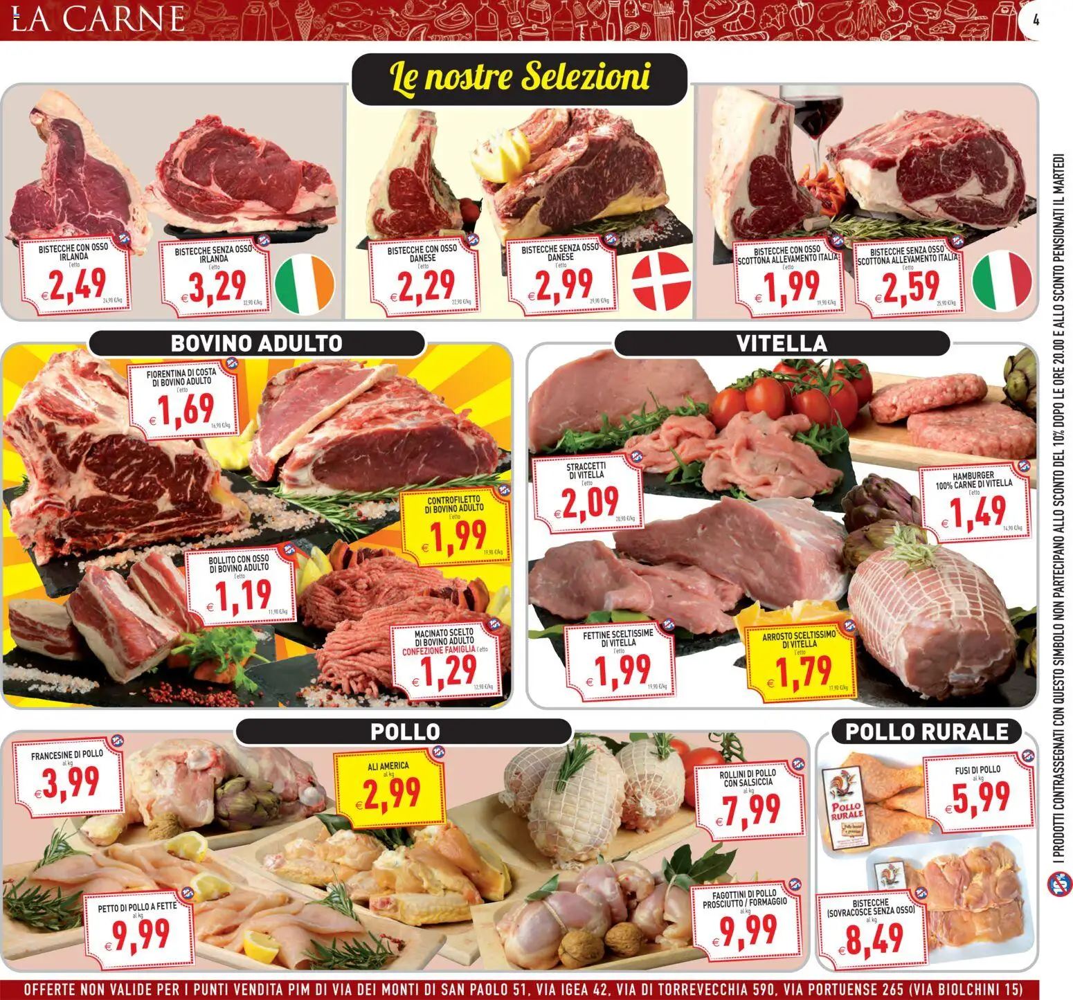Volantino PIM Supermercati del 29.10.2025 | Pagina: 4 | Prodotti: Bovino, Petto di Pollo, Pollo, Macinato