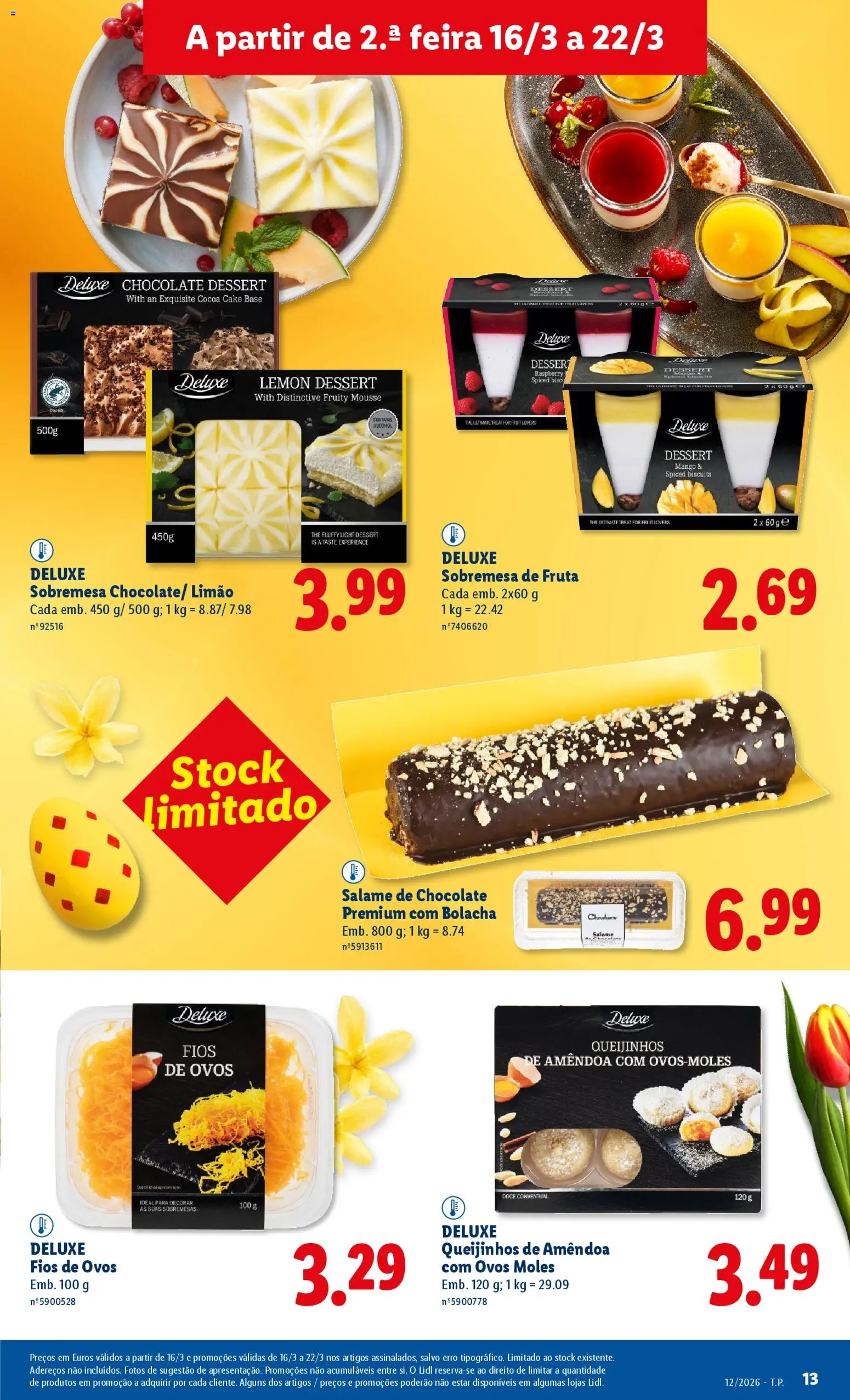 Lidl folheto │ válido de 16.03.2026 | Página: 13 | Produtos: Base, Ovos, Chocolate, Salame